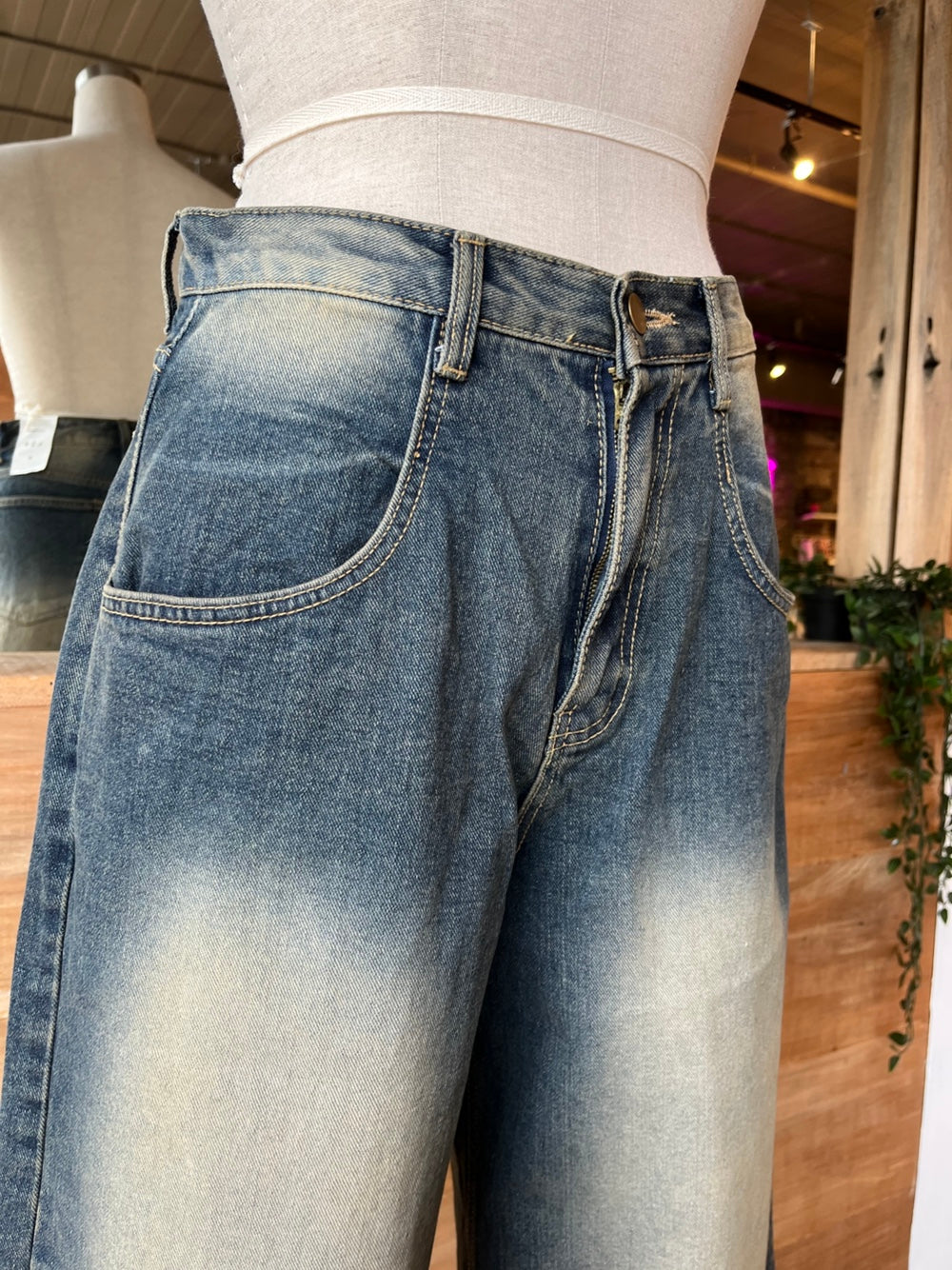 Washed Out Denim Bermuda Shorts