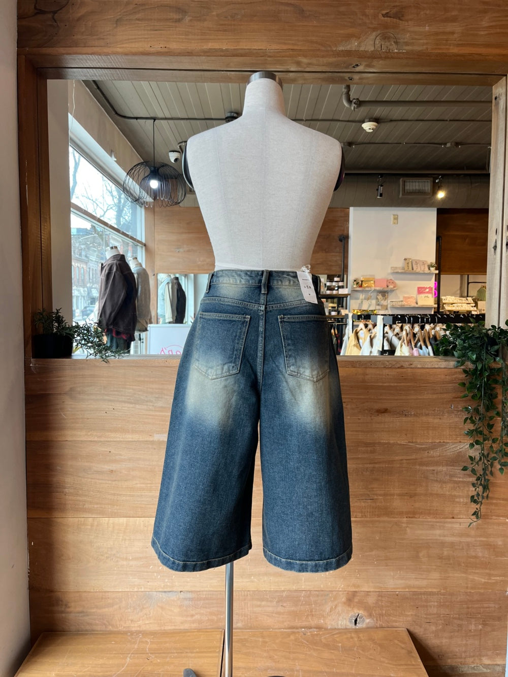 Washed Out Denim Bermuda Shorts