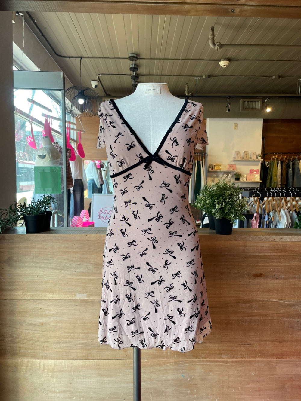 Velvet Piping V-Neck Dress