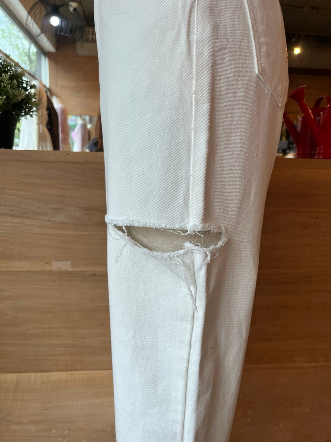 Distressed White Jeans