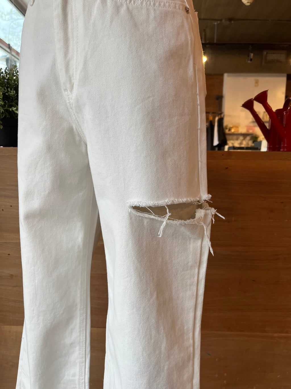 Distressed White Jeans