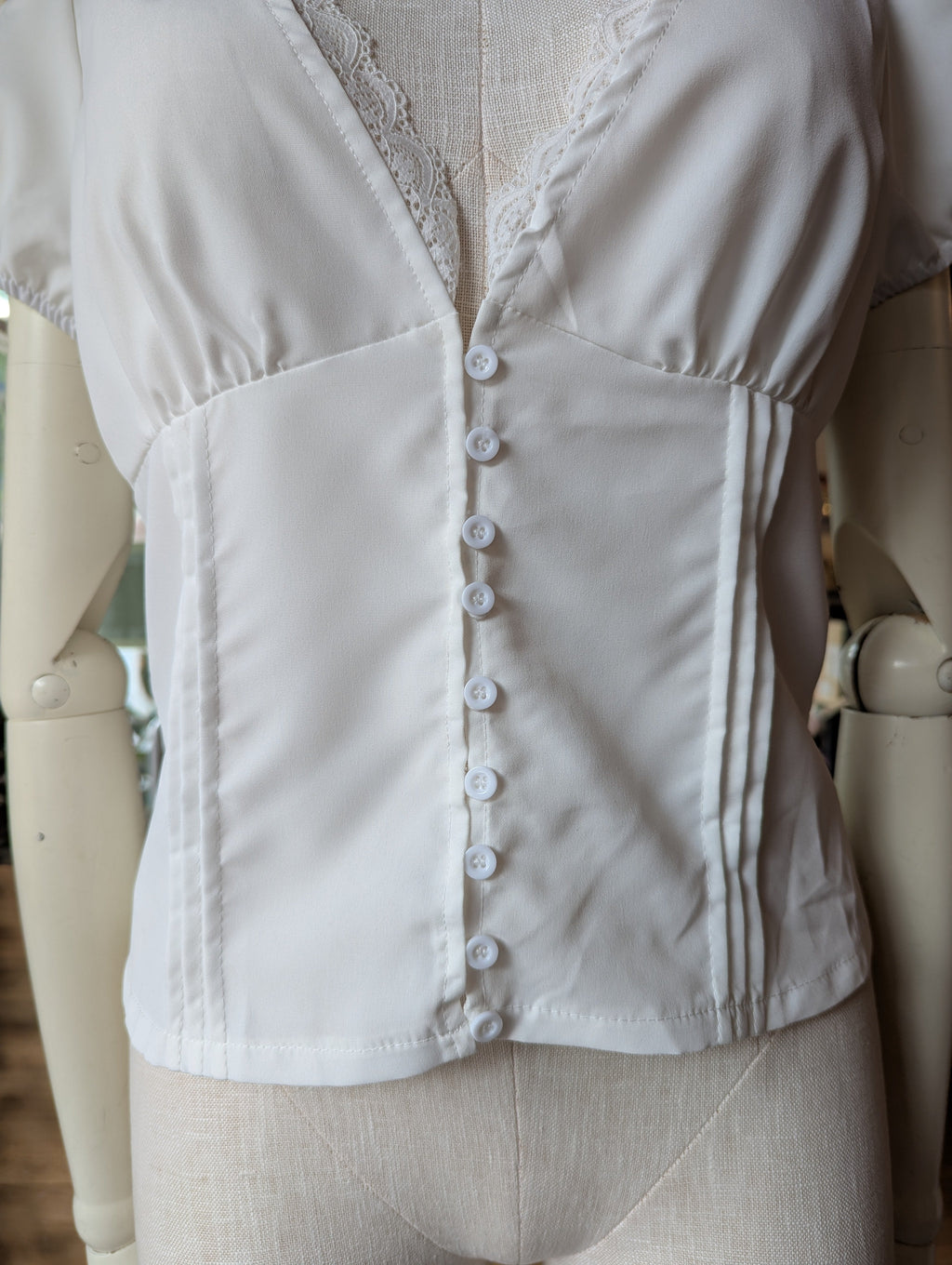 Lace and Button Detail Blouse