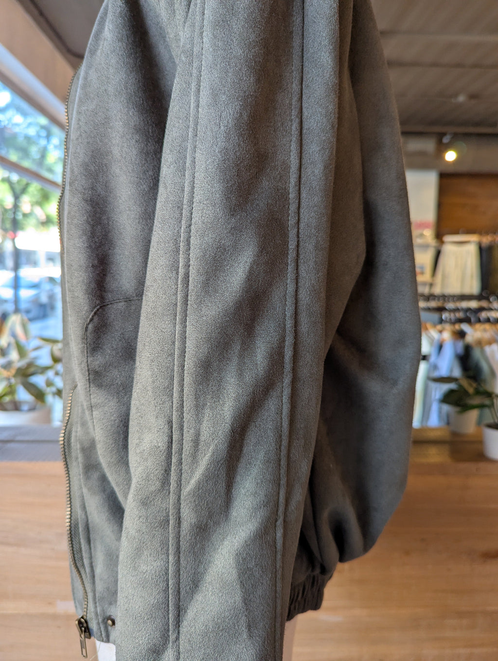Vegan Suede Bomber Jacket