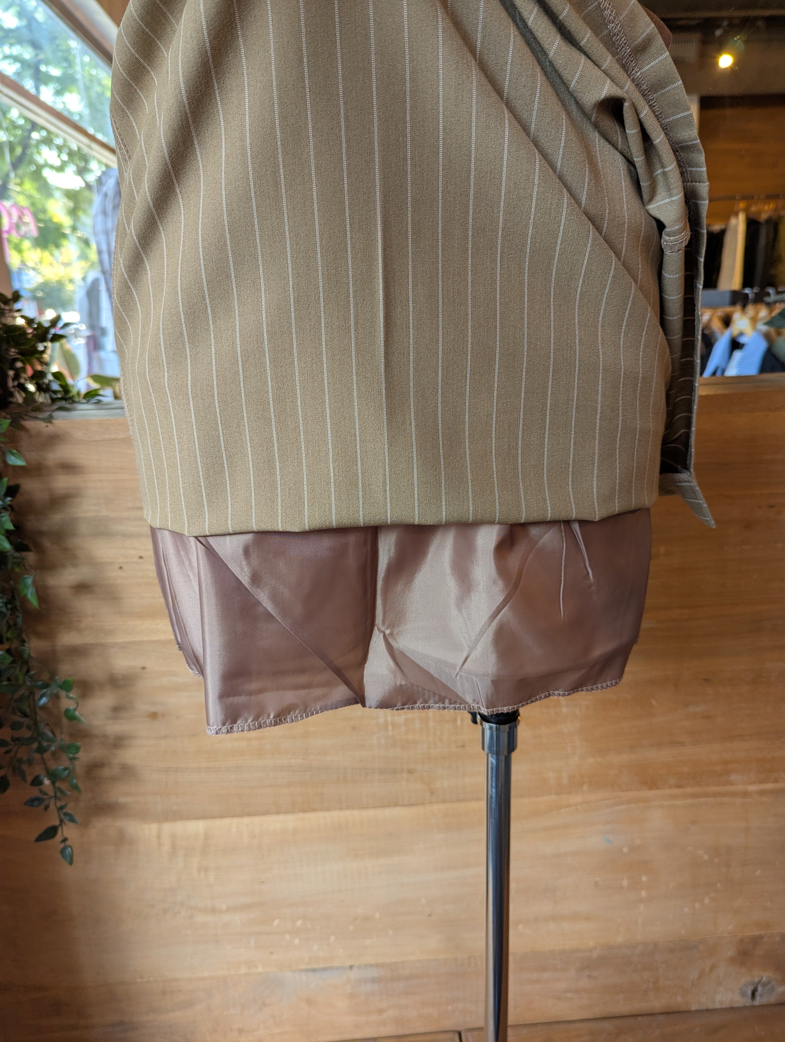 Pinstripe Midi Skirt with Belt