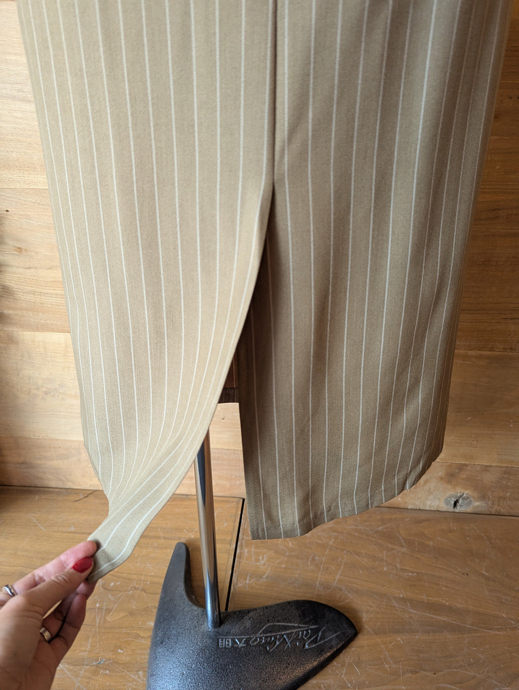 Pinstripe Midi Skirt with Belt