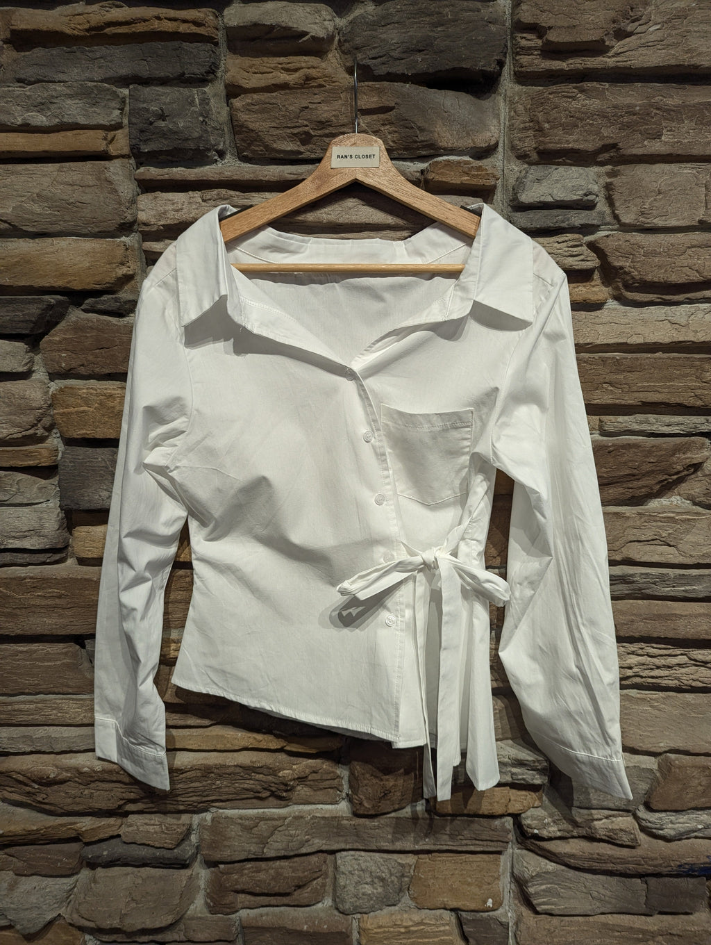 Off Shoulder Side Tie Button Down