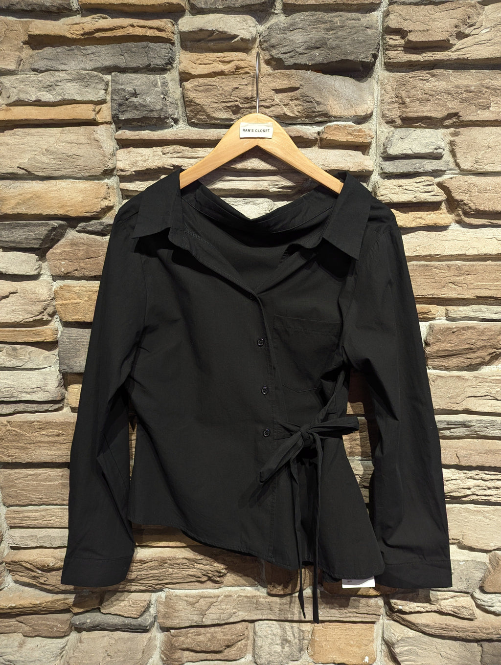 Off Shoulder Side Tie Button Down