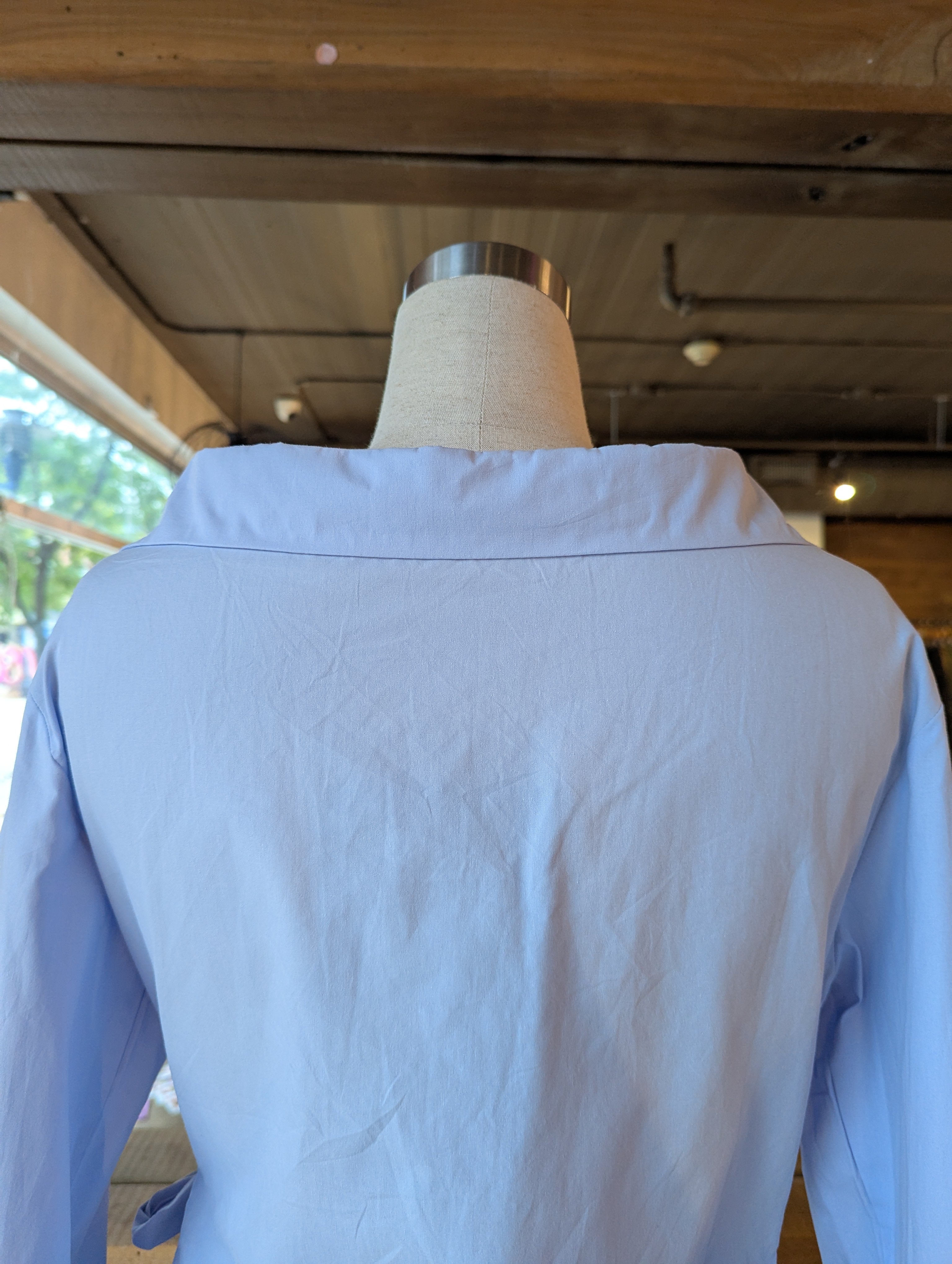 Off Shoulder Side Tie Button Down