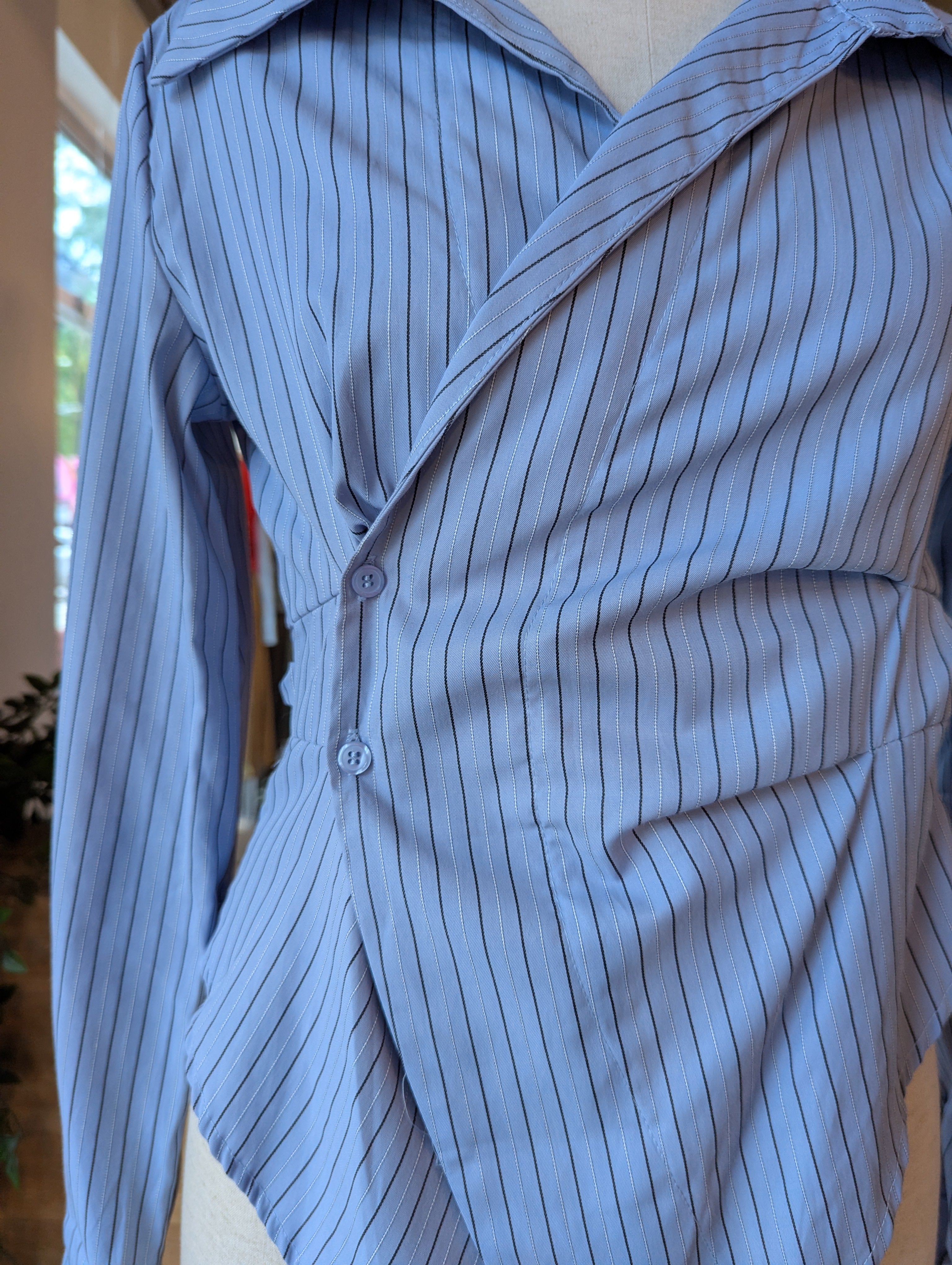 Striped Side Button Wrap Blouse