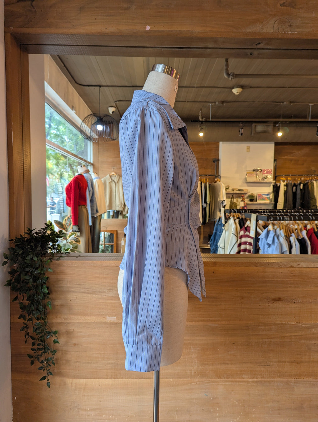 Striped Side Button Wrap Blouse