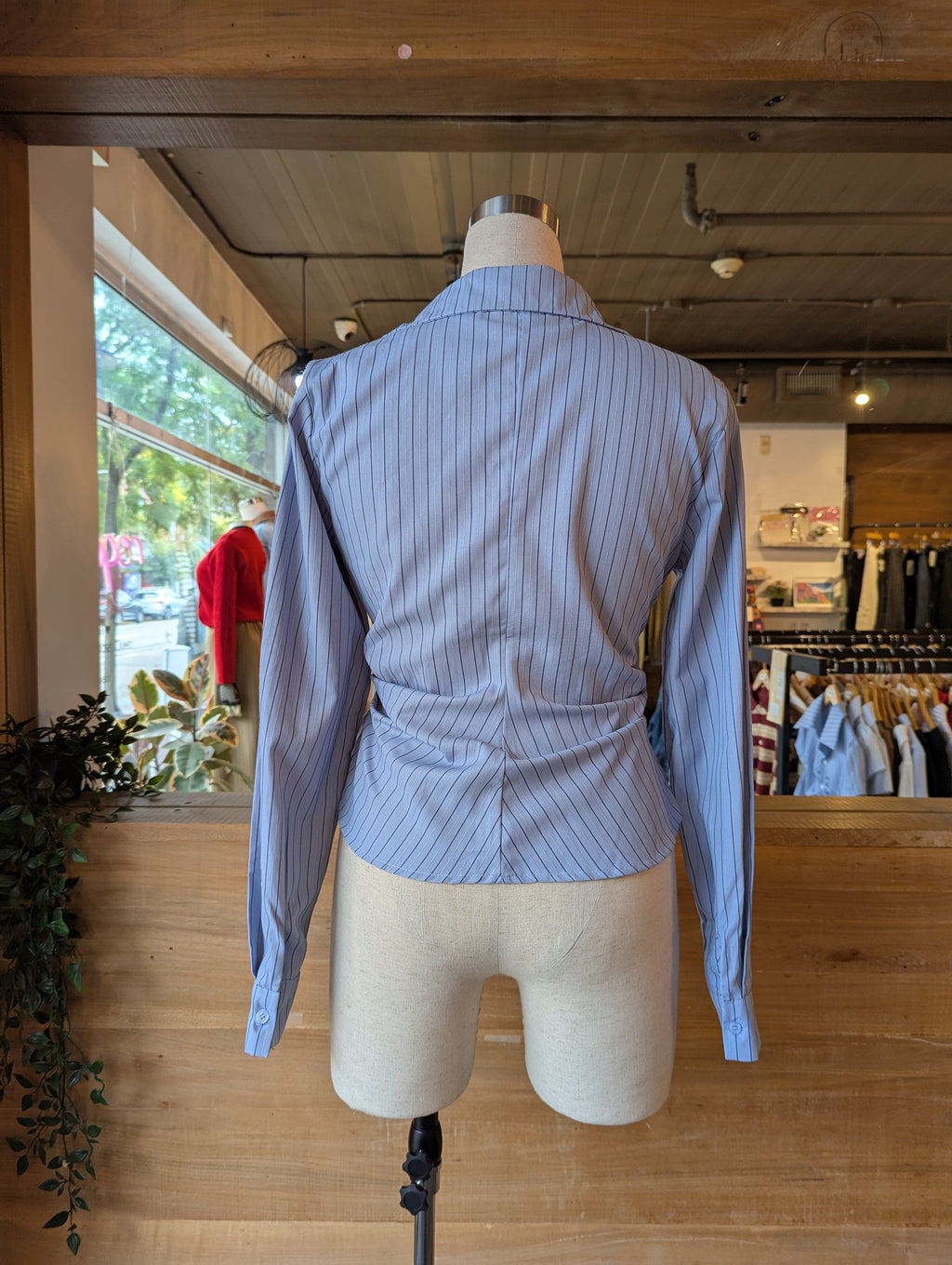 Striped Side Button Wrap Blouse