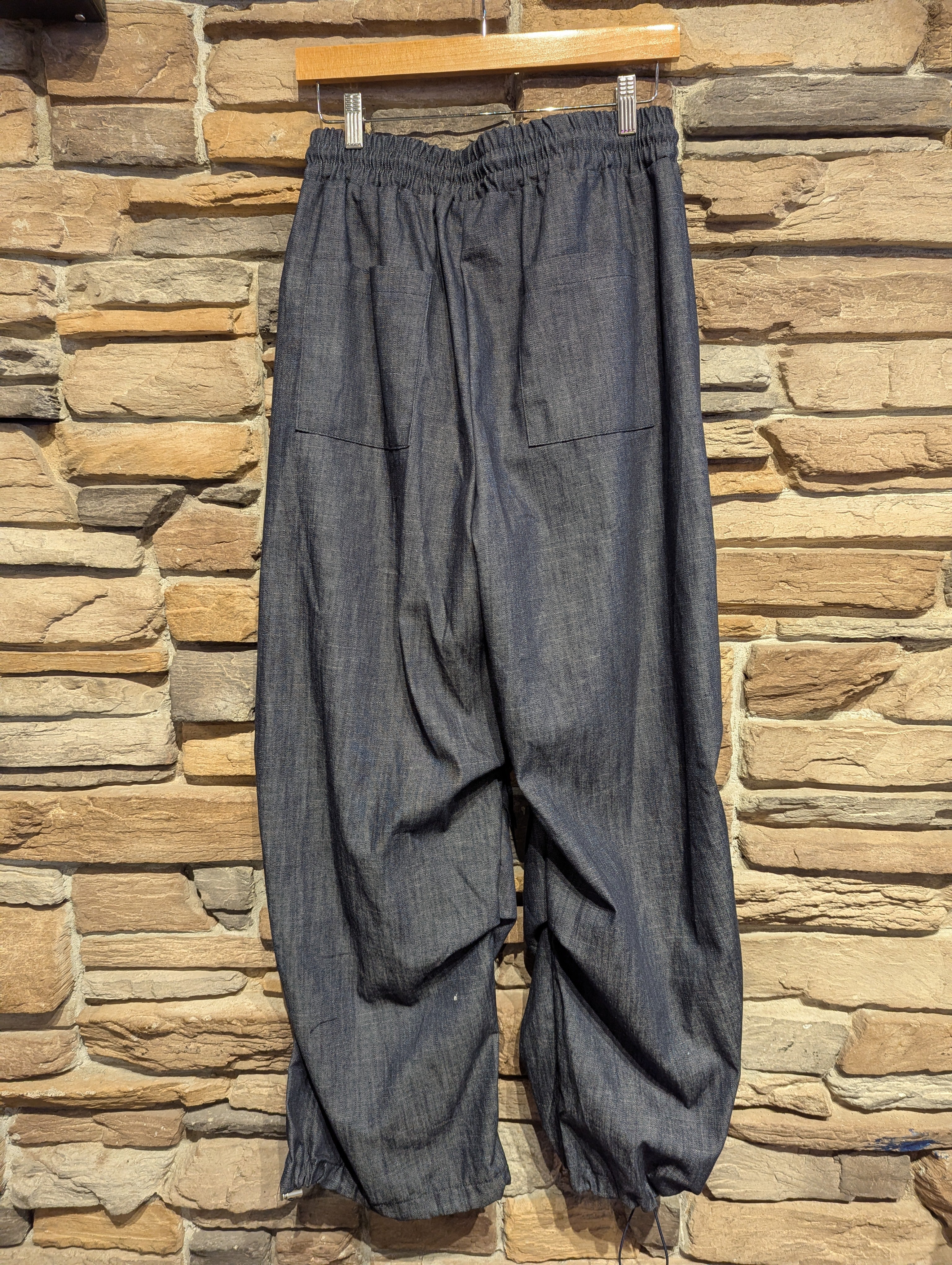 Light Denim Drawstring Parachute Style Pant