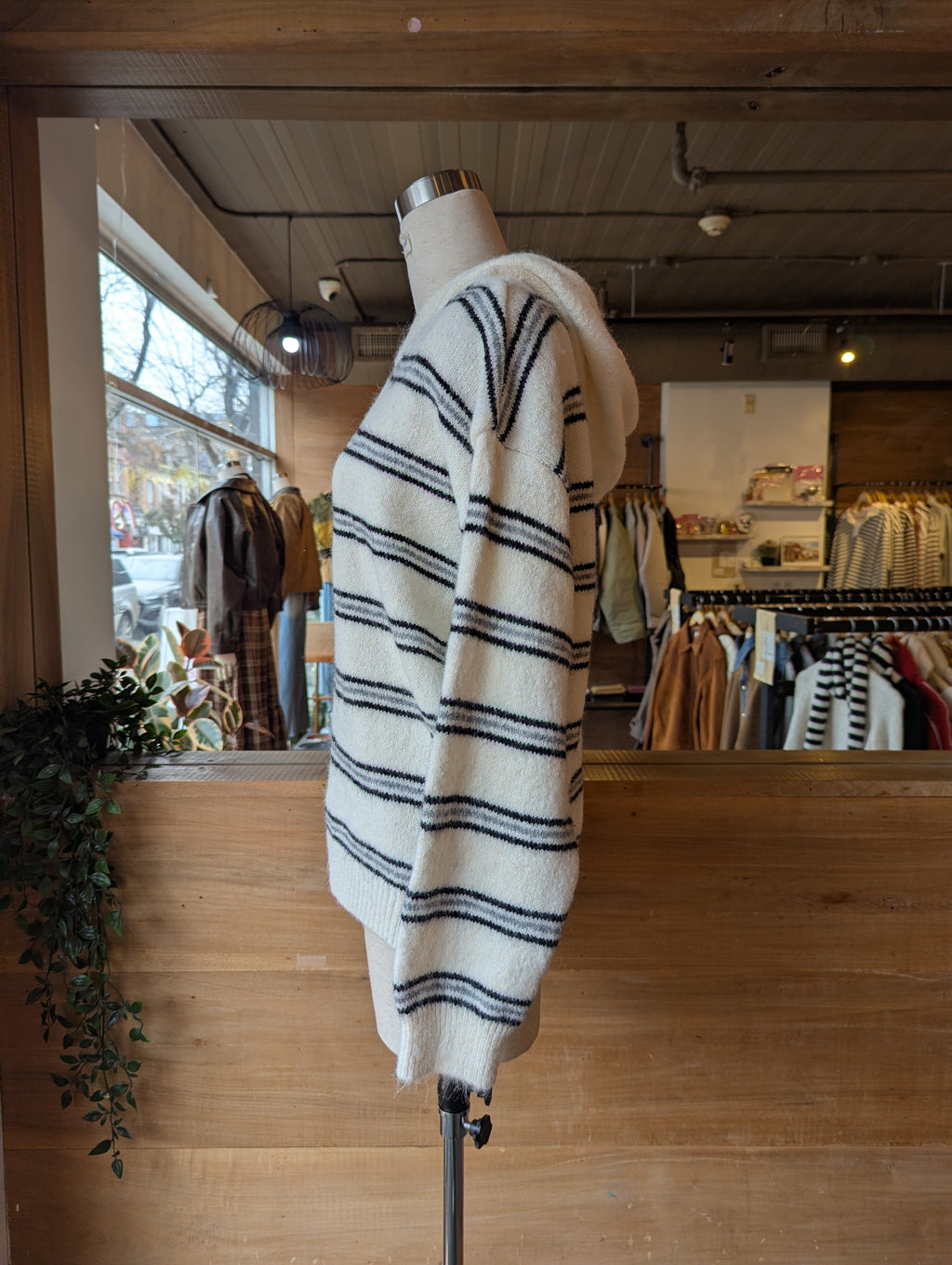 Hooded Stripe Sweater