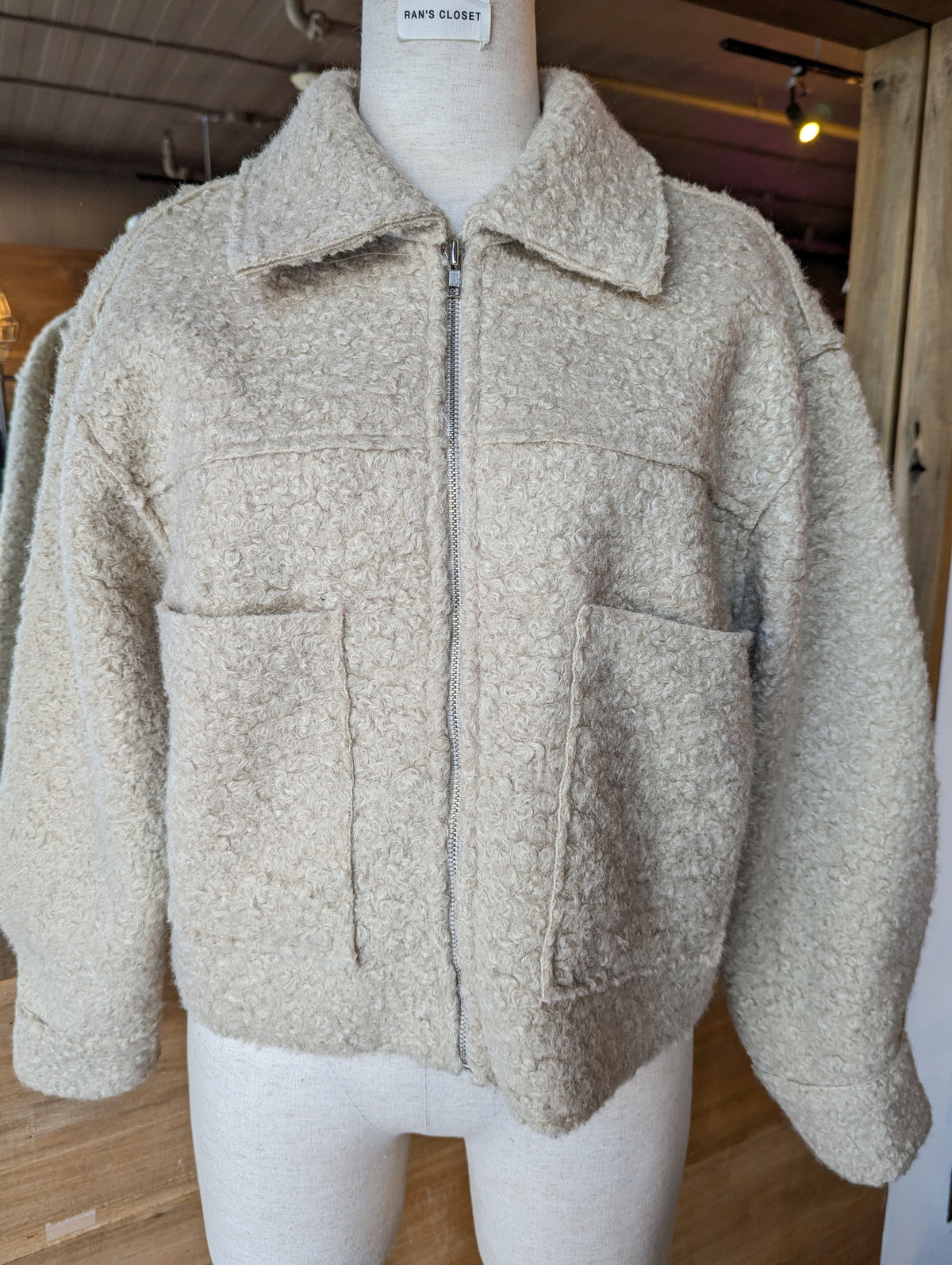 Faux Persian Lamb Wool Cropped Jacket