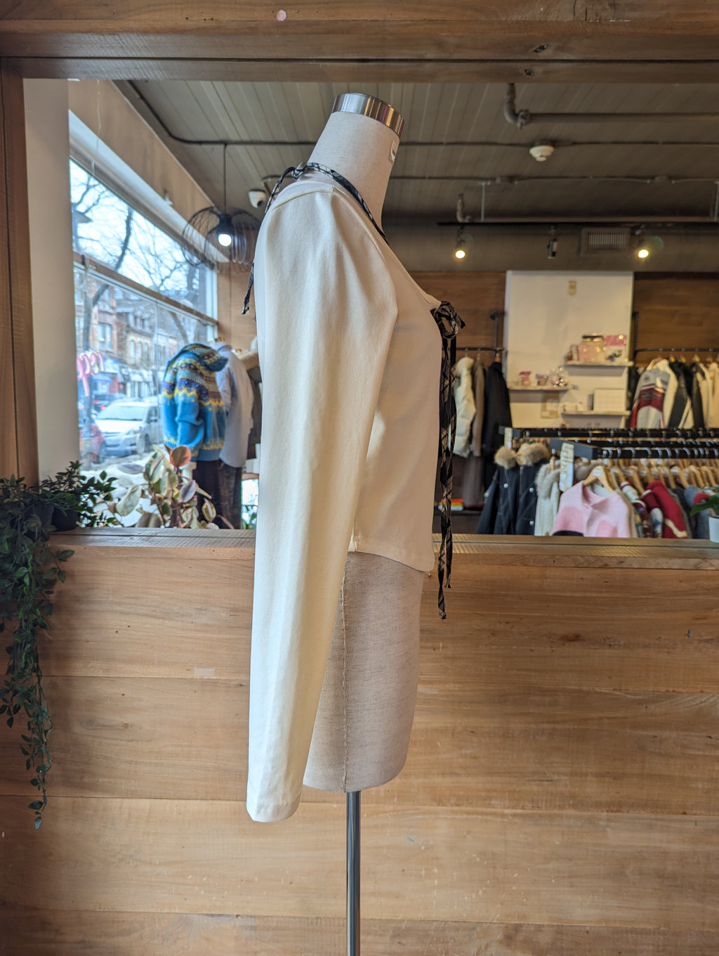 Long Sleeve with Sewn In Plaid Halter top