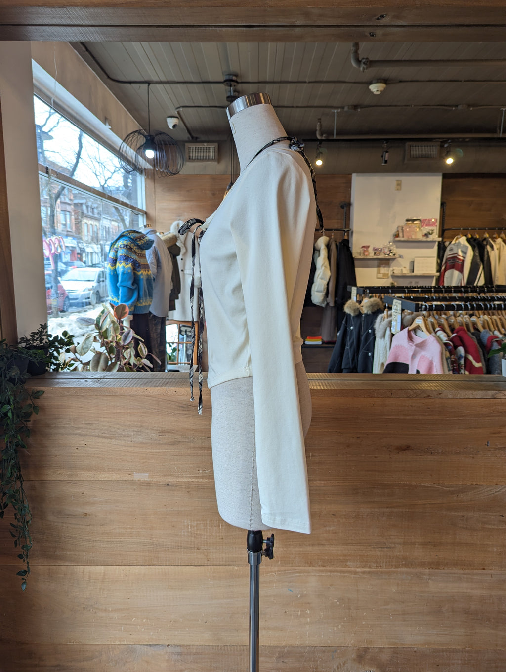 Long Sleeve with Sewn In Plaid Halter top
