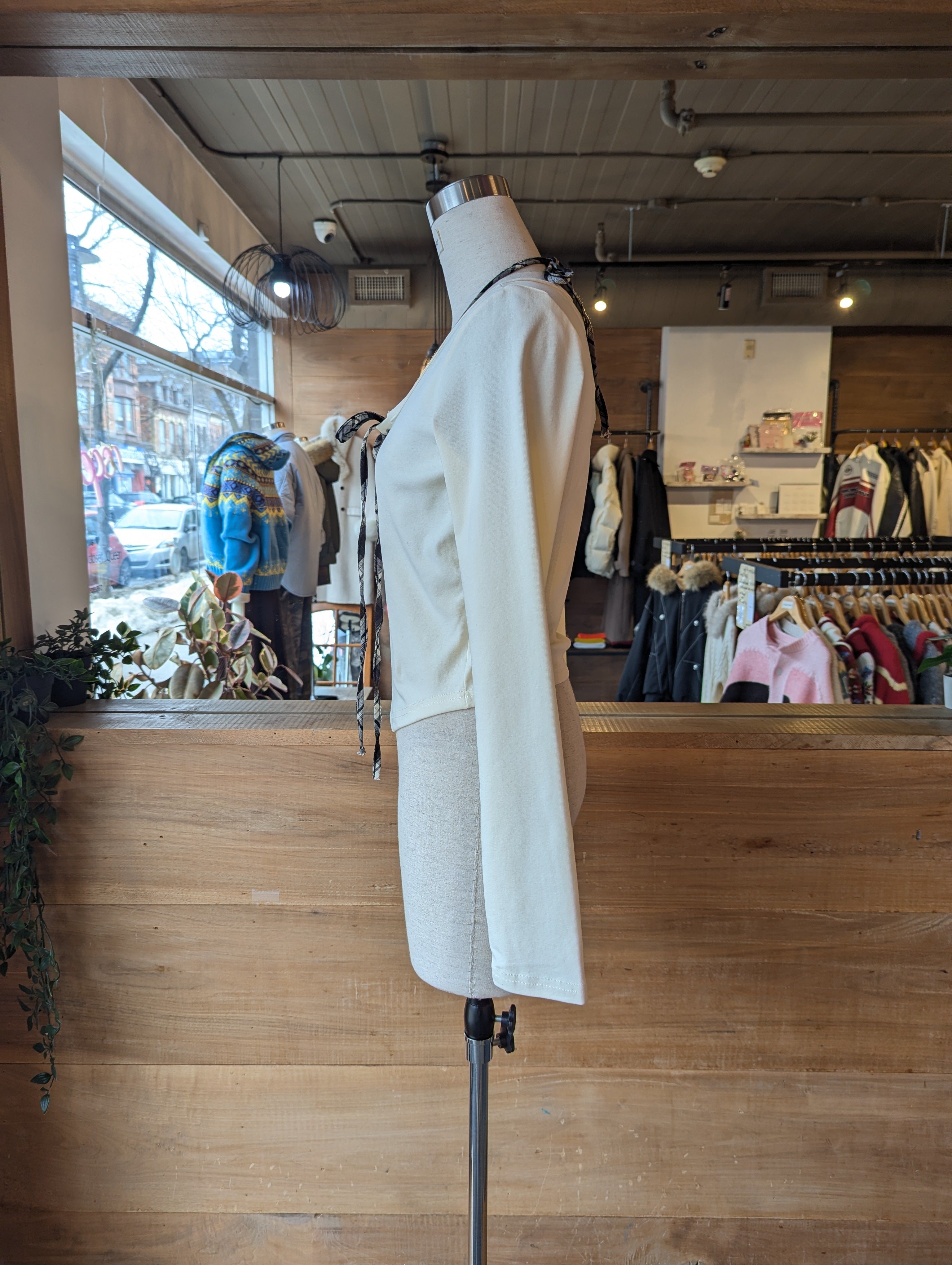 Long Sleeve with Sewn In Plaid Halter top
