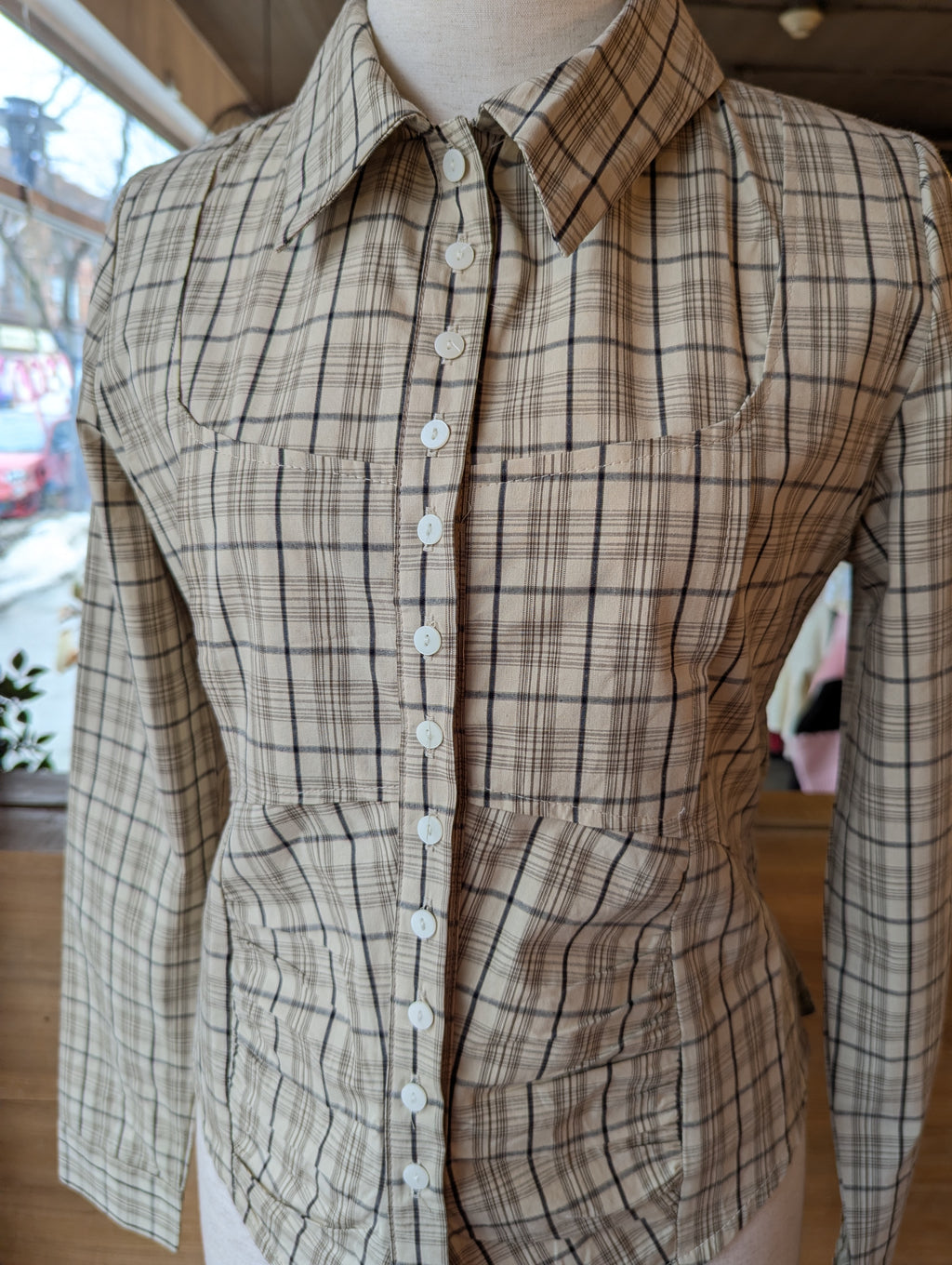 Coreseted Plaid Button Up
