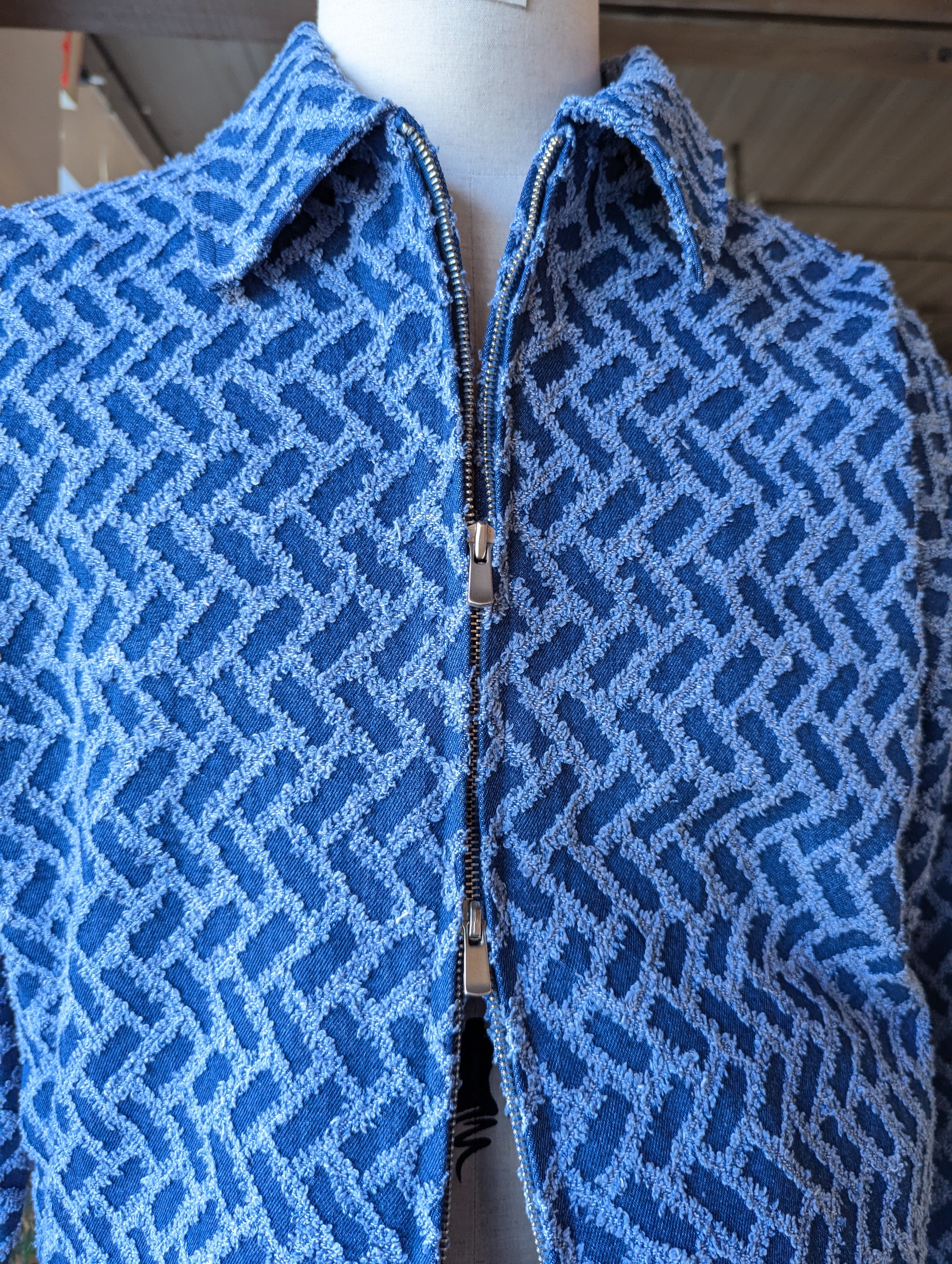 Weathered Herringbone Double Zip