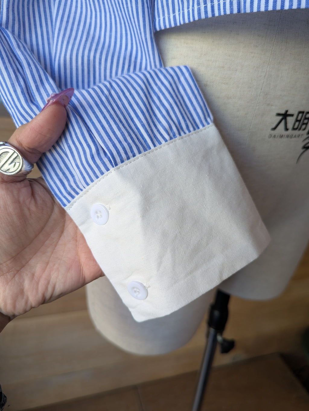 Oxford Contrast Cuff Blouse