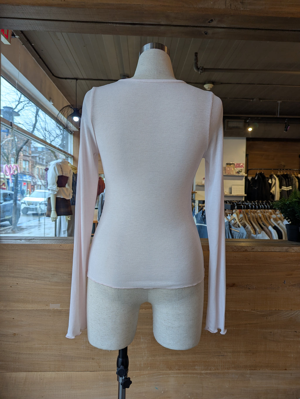 Sheer Soft Twist Lettuce Hem Top
