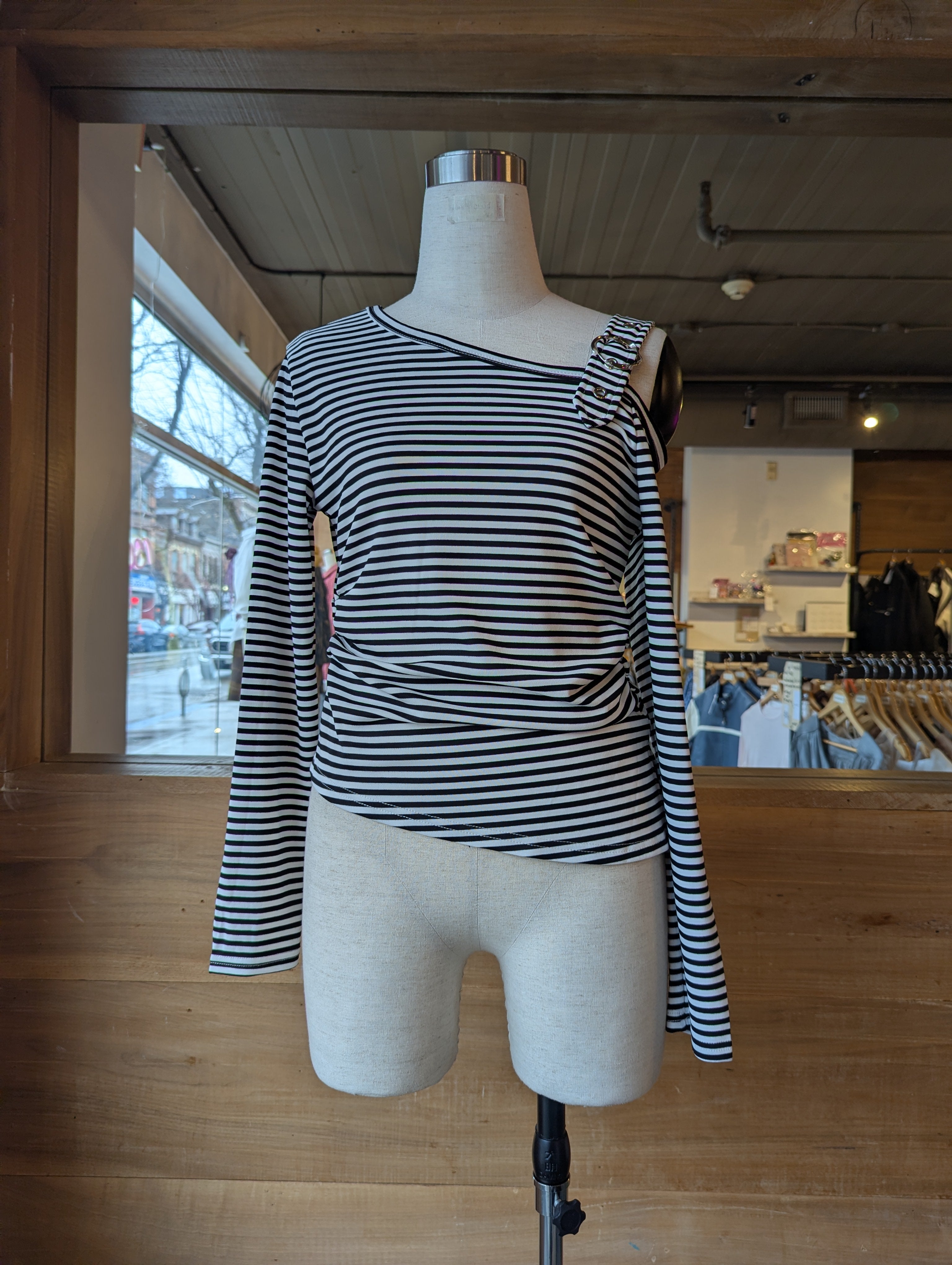Striped Edge Buckle Top