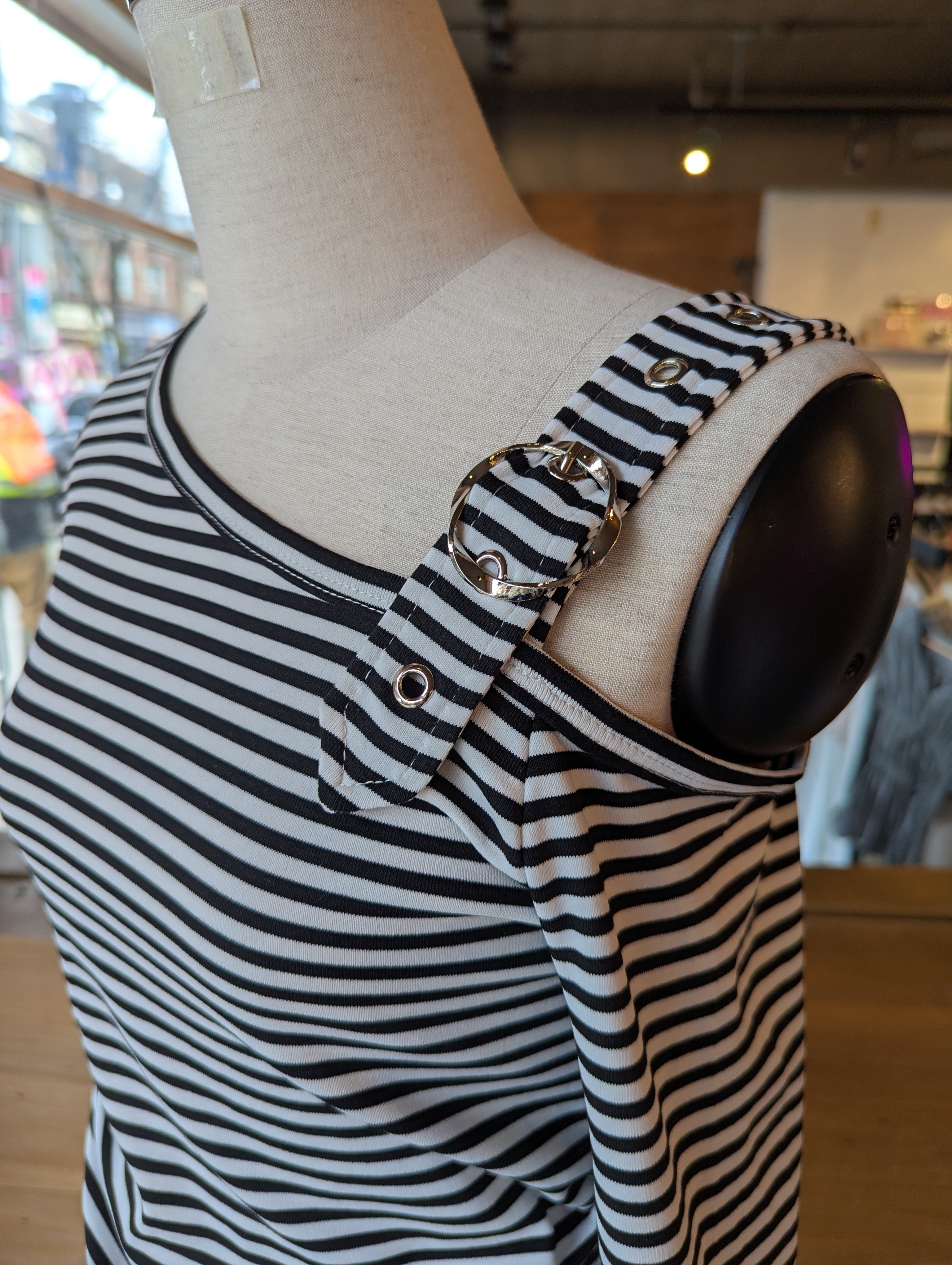 Striped Edge Buckle Top