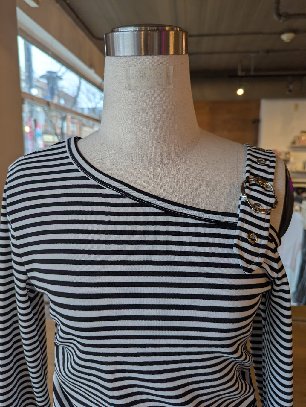 Striped Edge Buckle Top