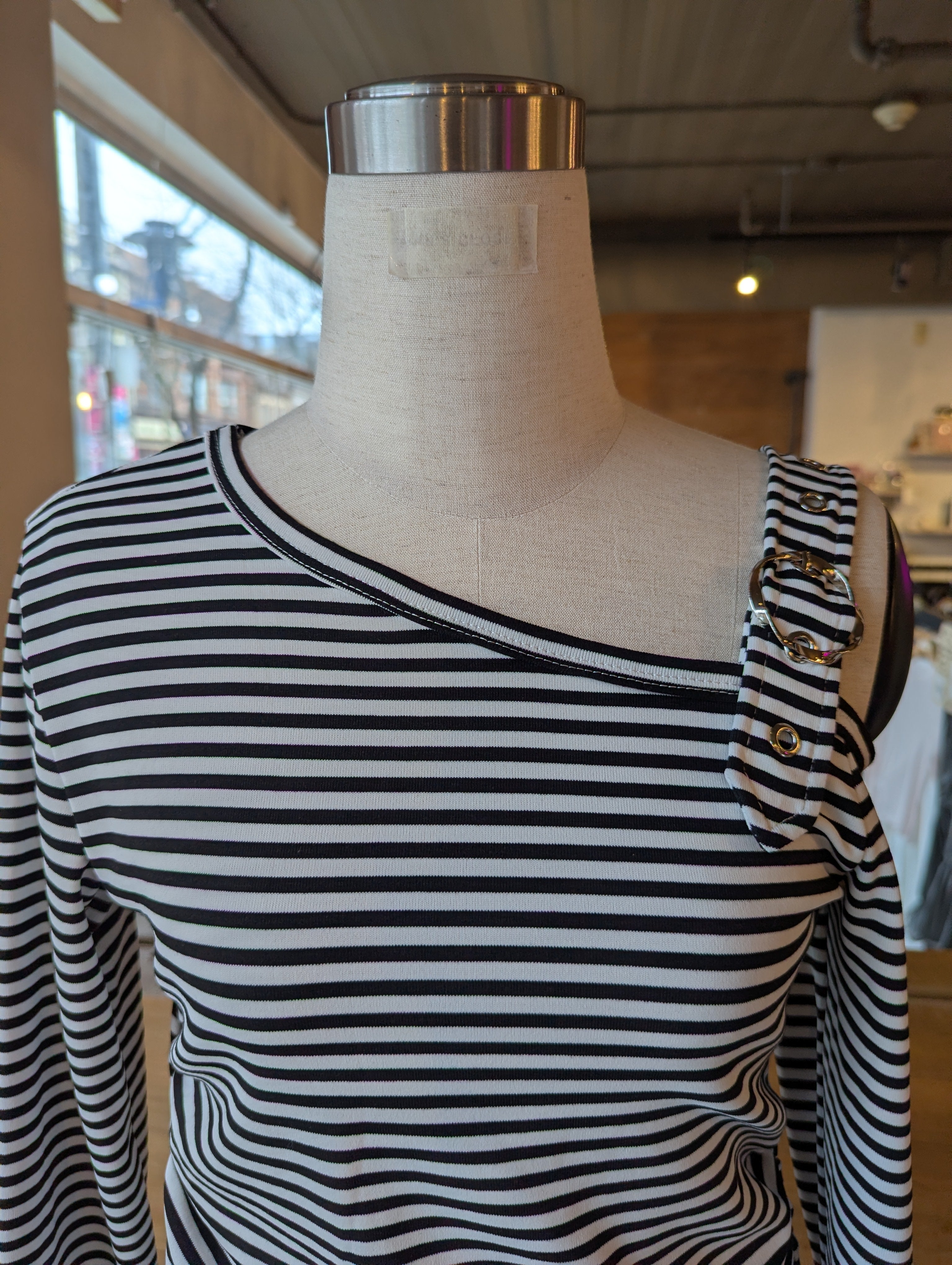 Striped Edge Buckle Top