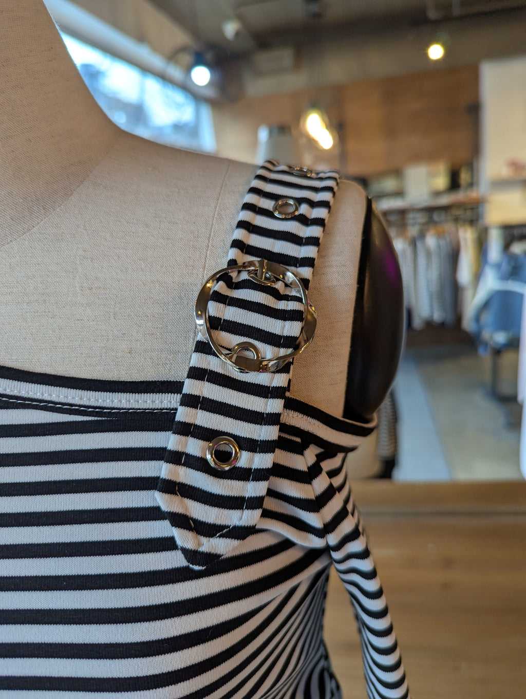 Striped Edge Buckle Top