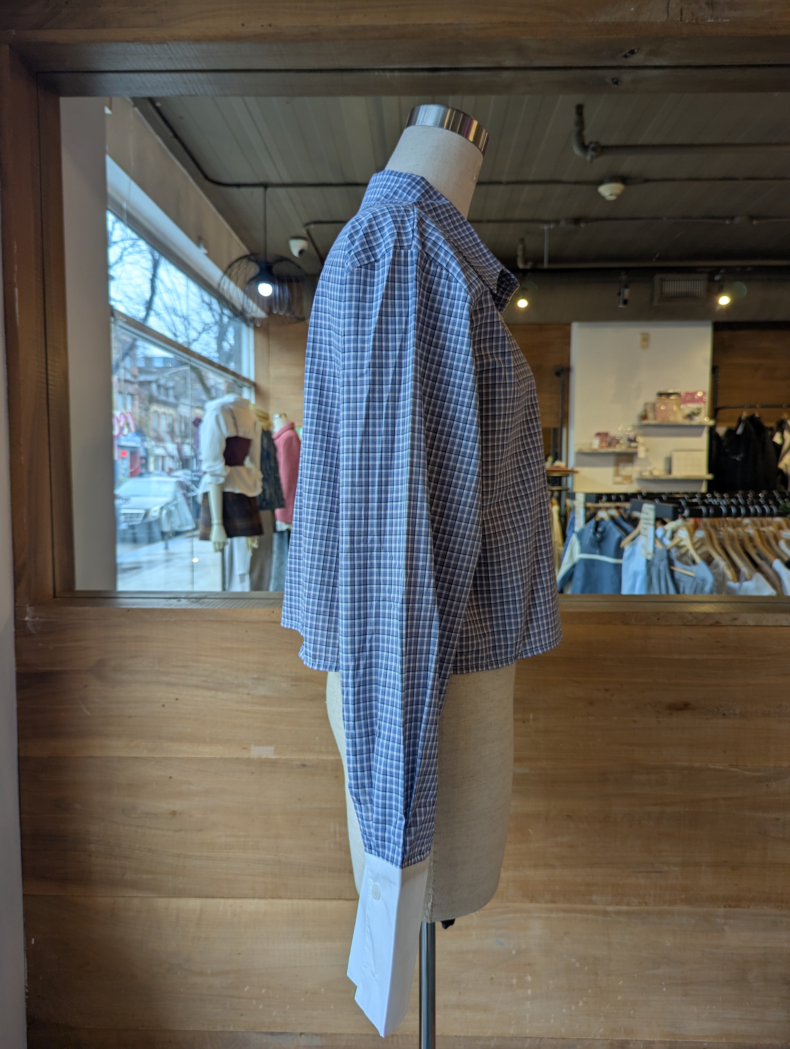 Cropped Plaid Keepsake Top with Contrast Trim