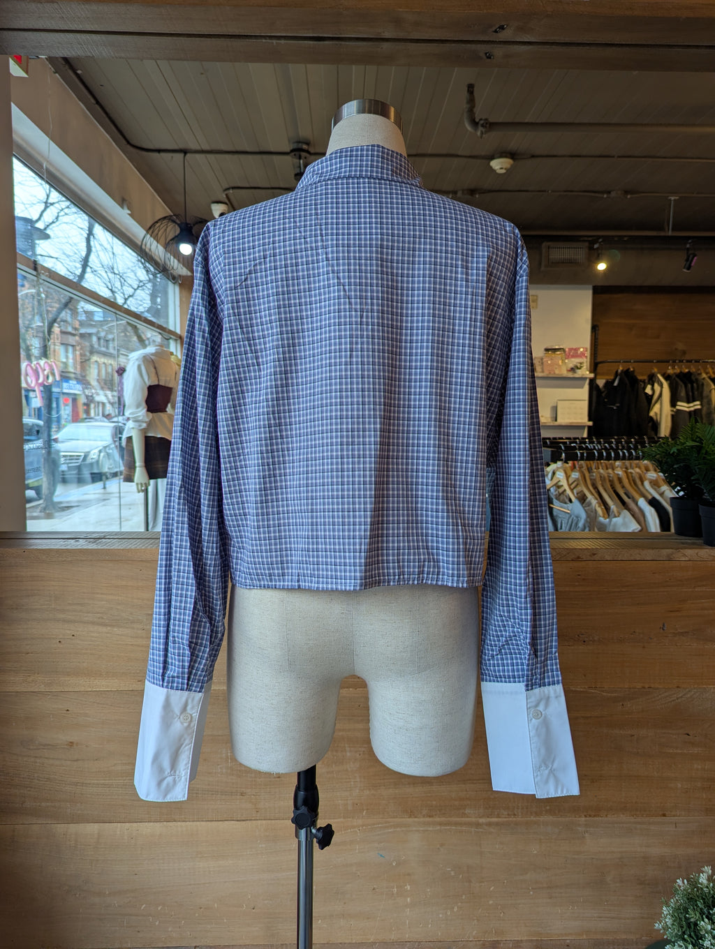 Cropped Plaid Keepsake Top with Contrast Trim