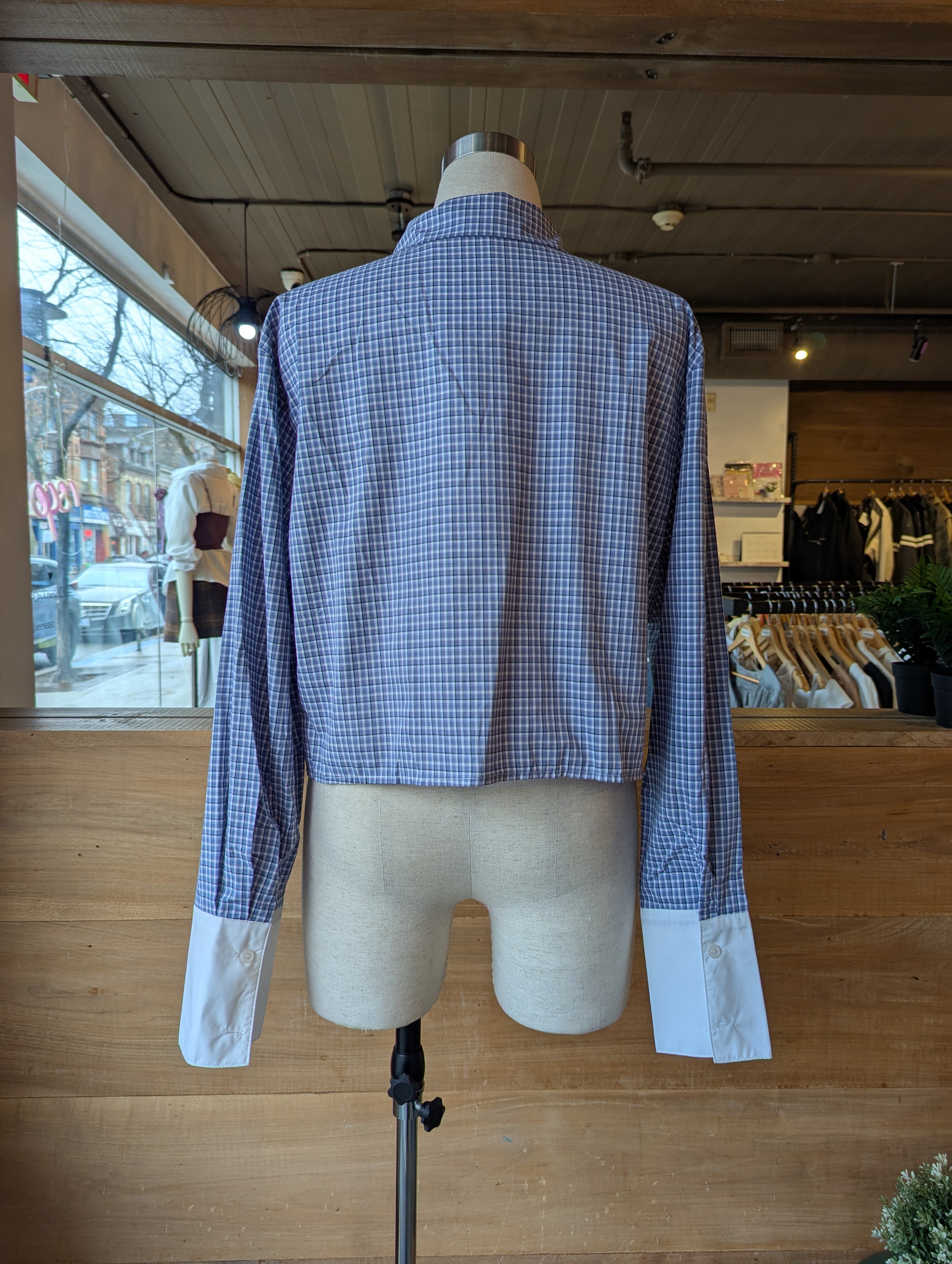 Cropped Plaid Keepsake Top with Contrast Trim
