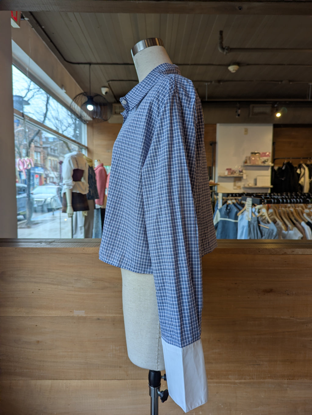 Cropped Plaid Keepsake Top with Contrast Trim