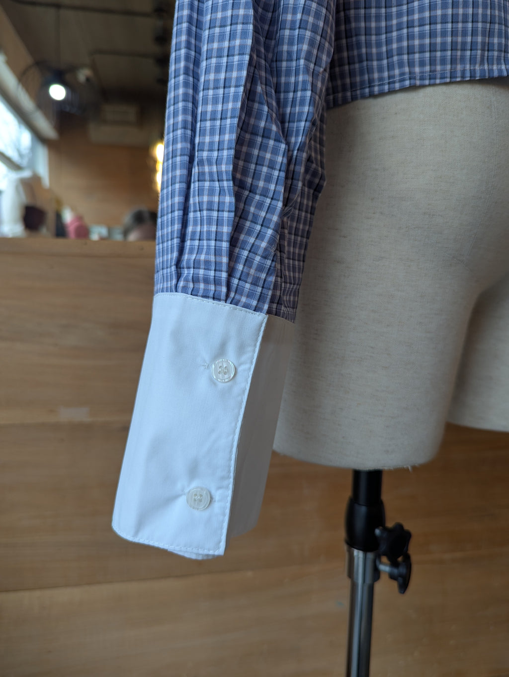 Cropped Plaid Keepsake Top with Contrast Trim