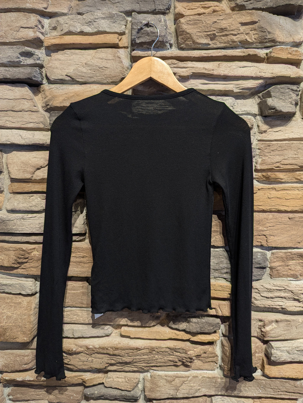 Sheer Soft Twist Lettuce Hem Top
