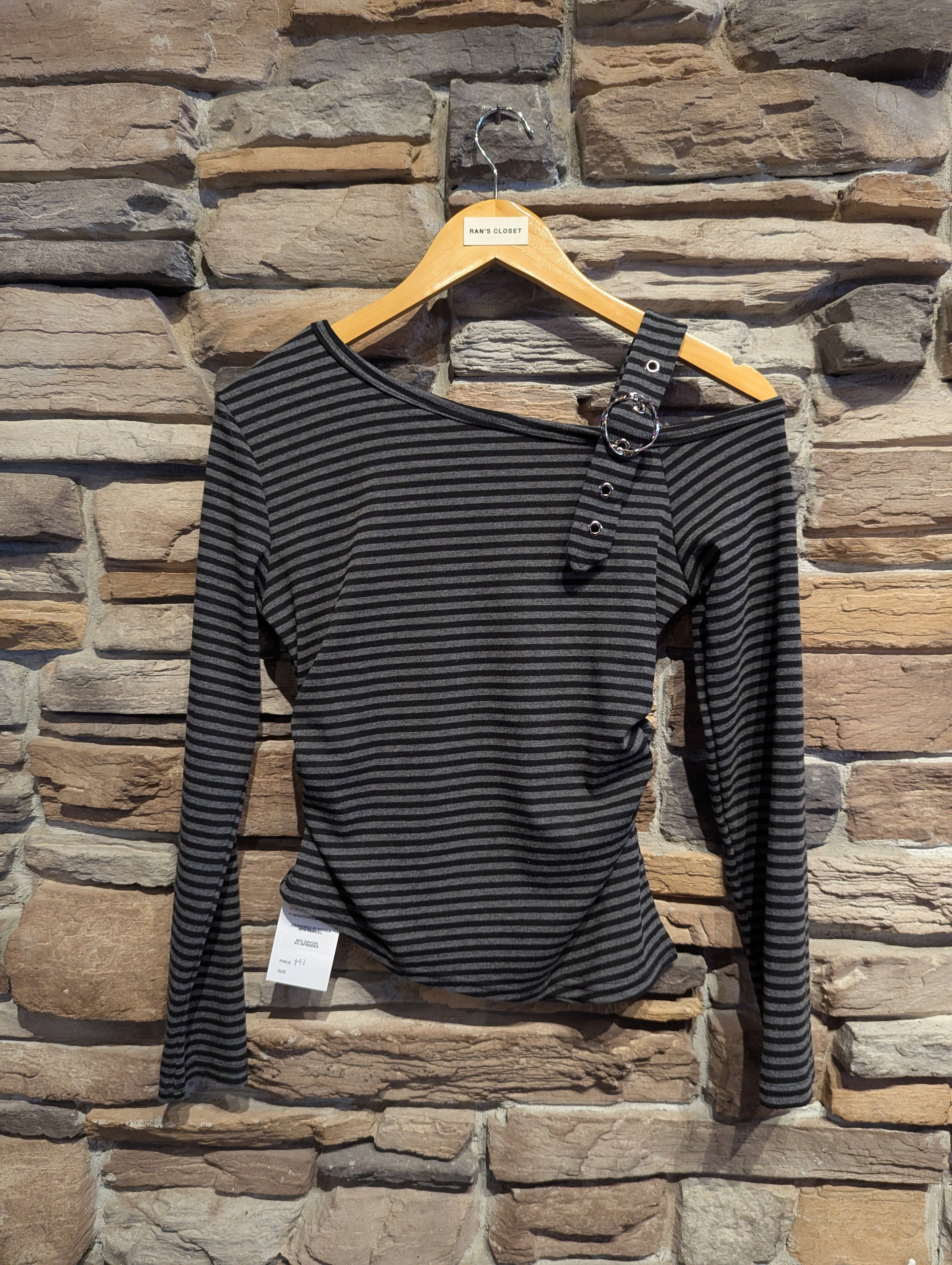 Striped Edge Buckle Top