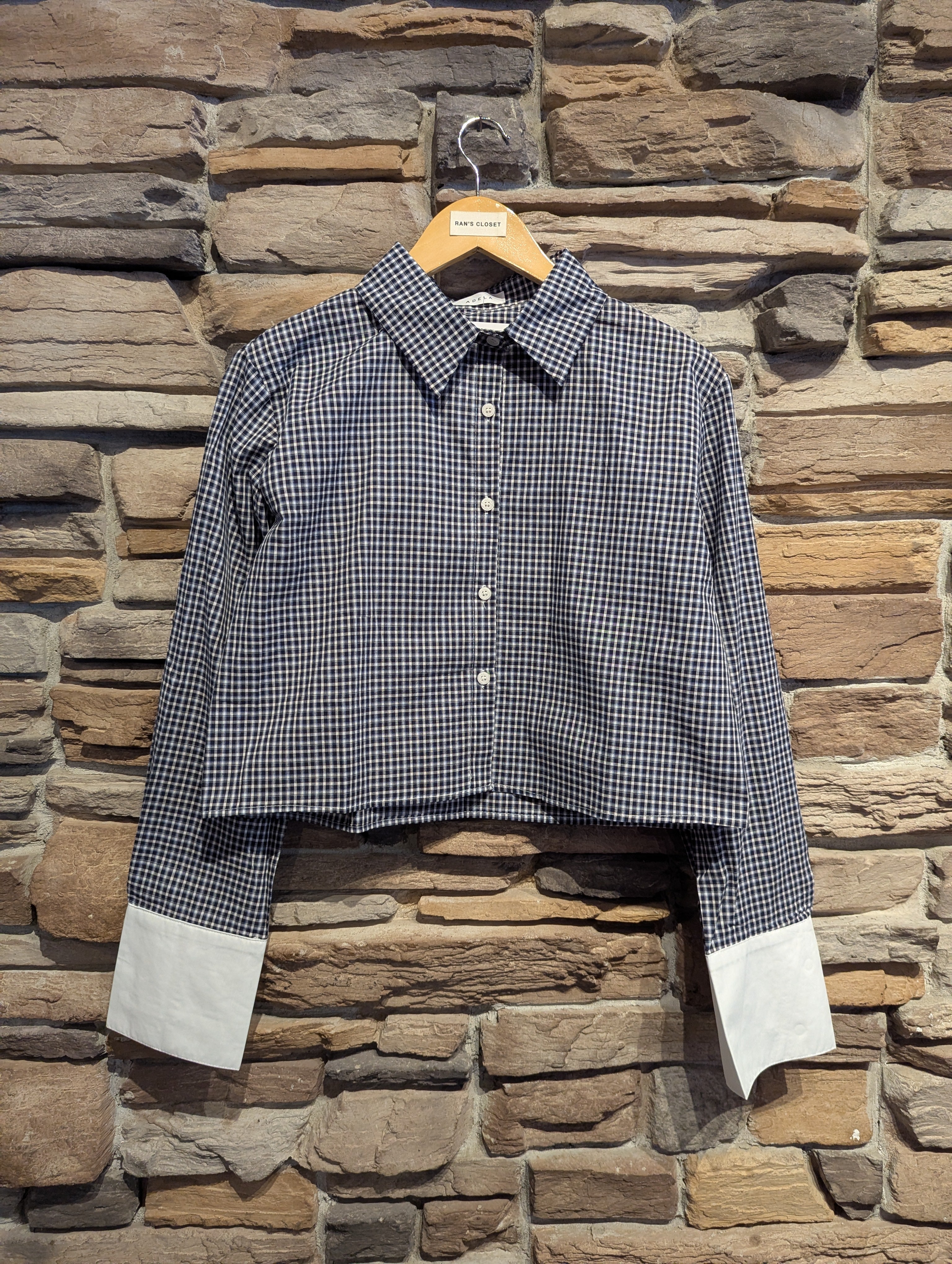 Cropped Plaid Keepsake Top with Contrast Trim