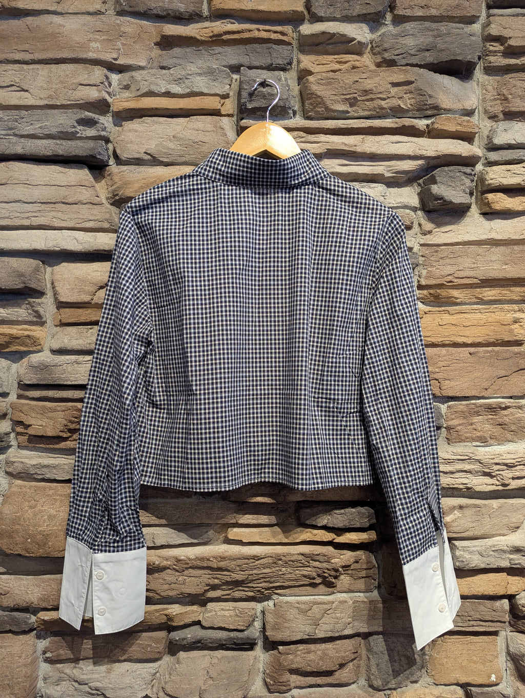 Cropped Plaid Keepsake Top with Contrast Trim