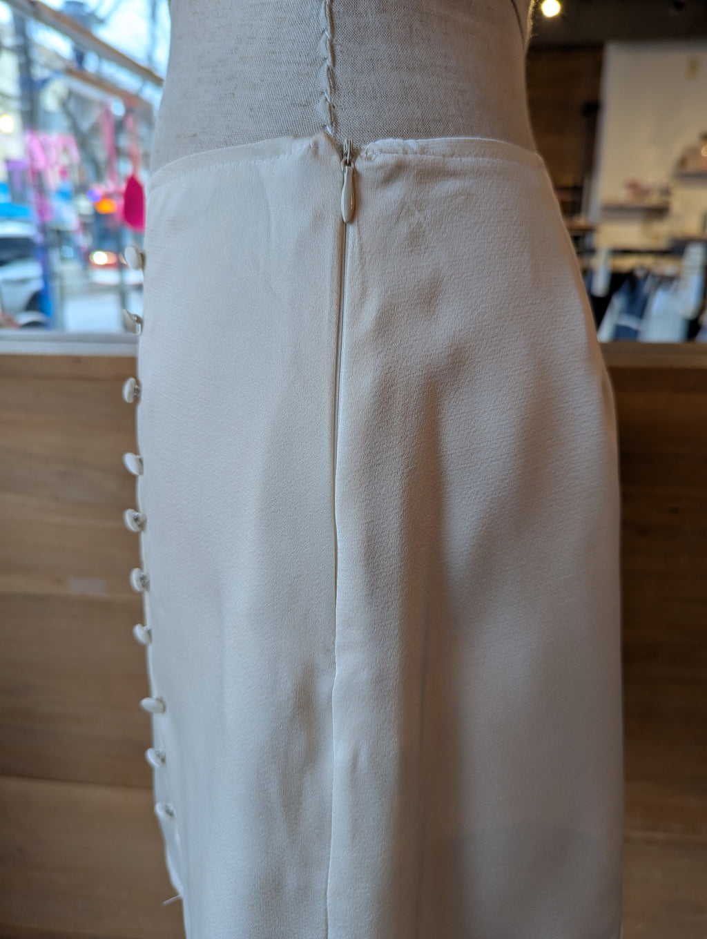 Pearl Faux Button Mini Skirt