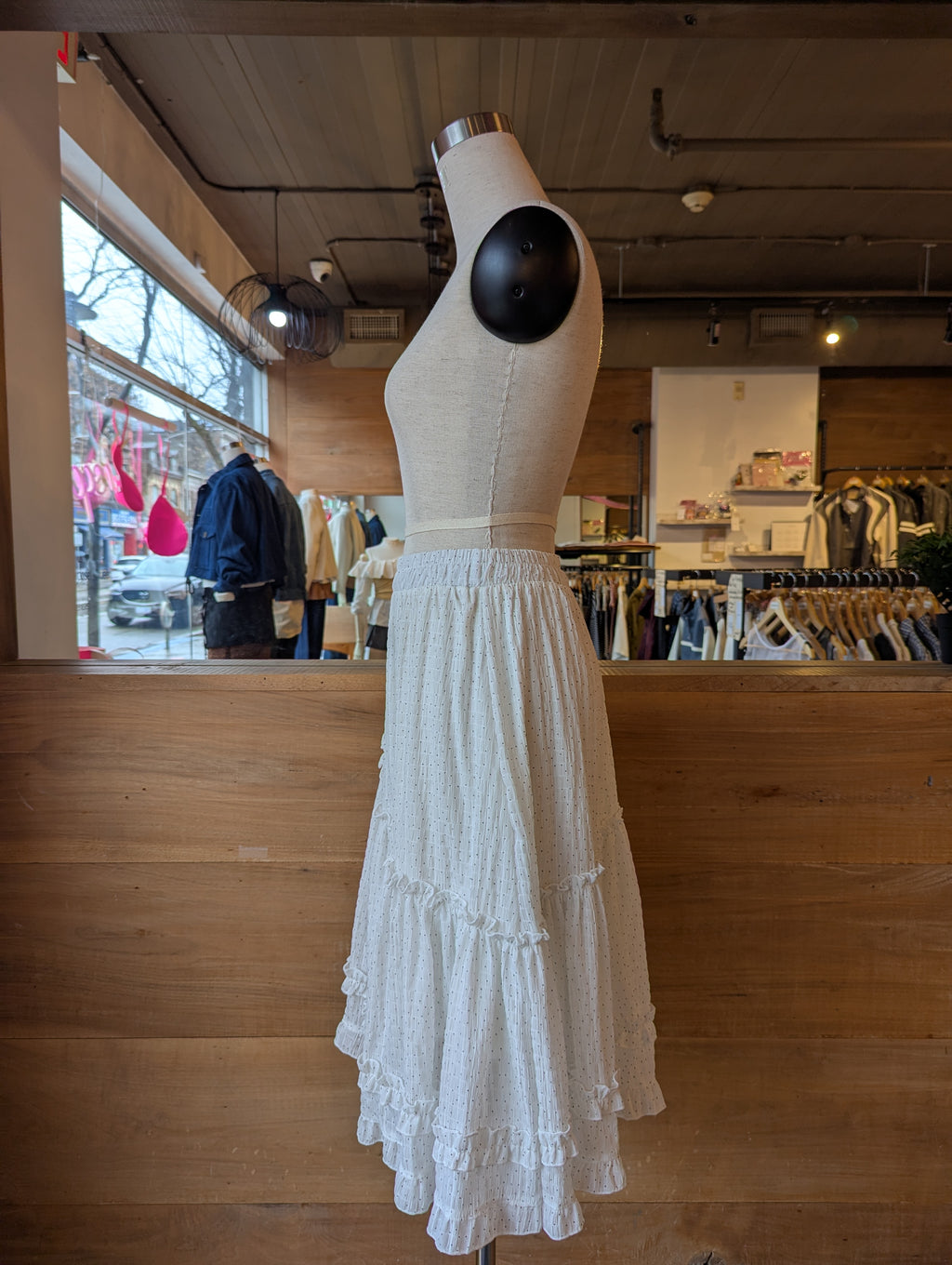 Polka Dot Soft Angle Midi Skirt