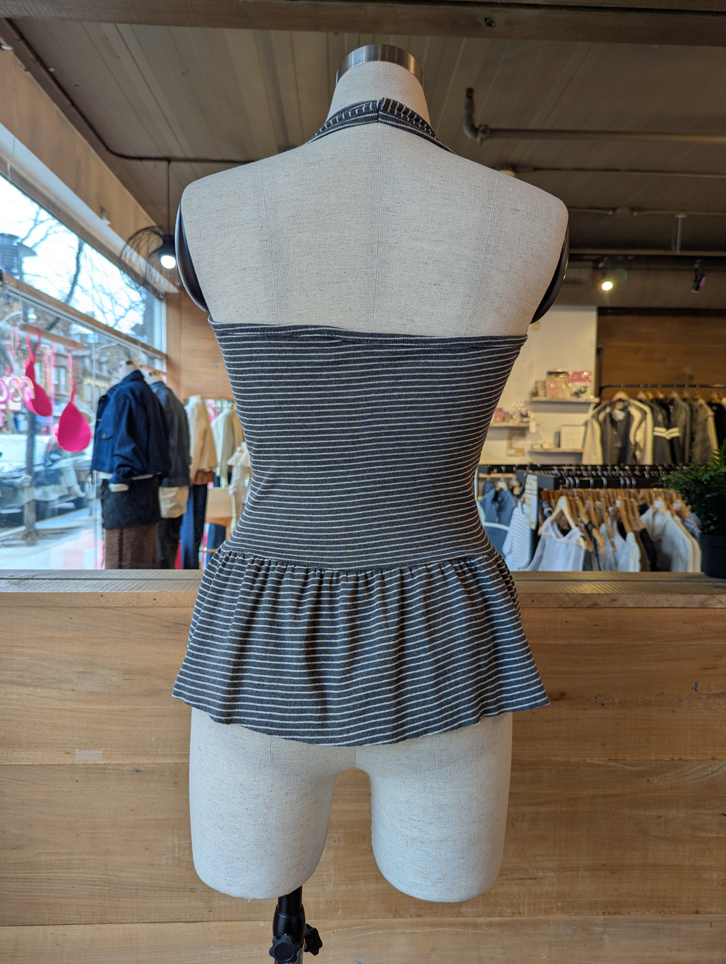 Sweetie Stripe Peplum Halter Top