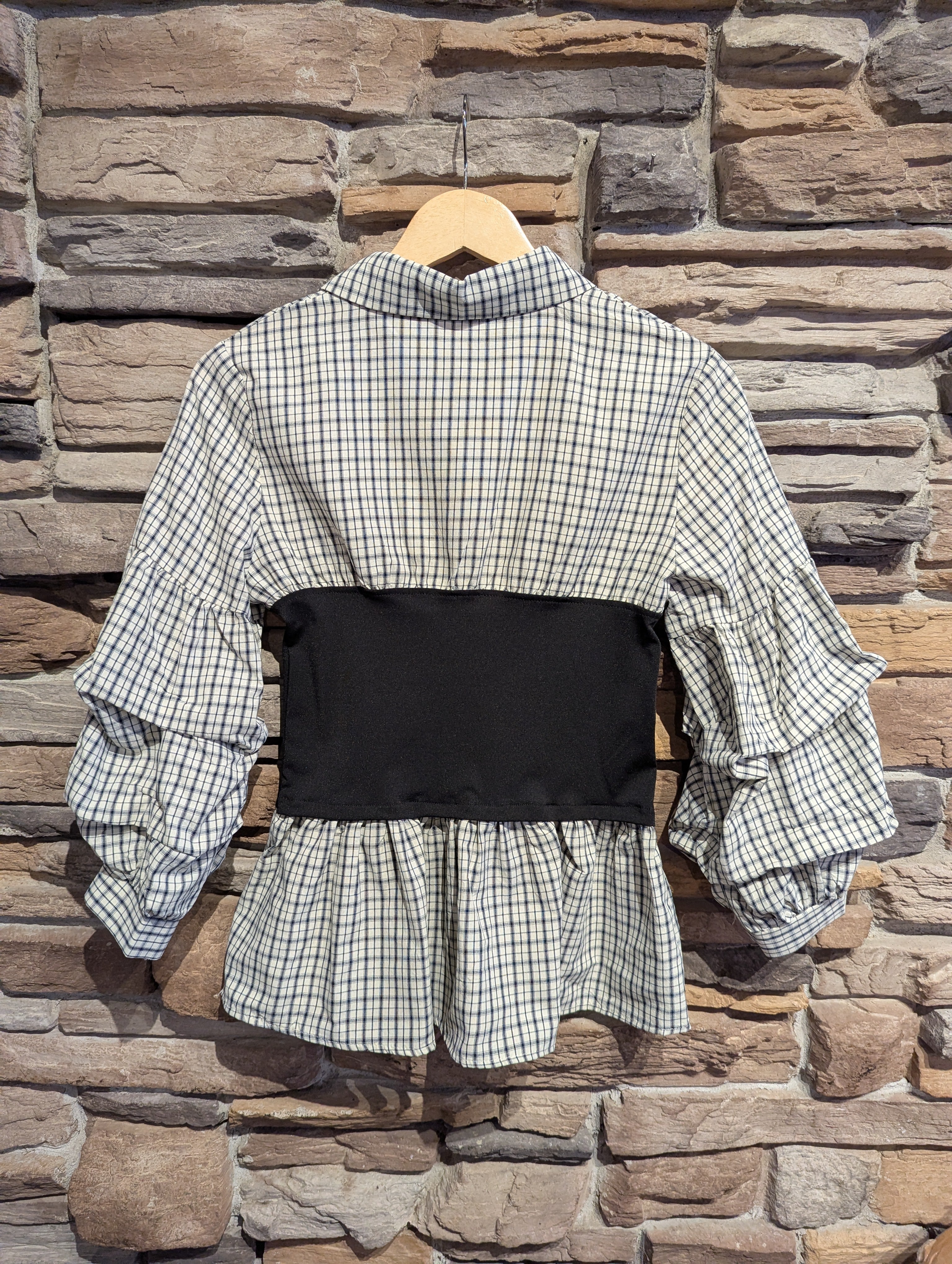 Soft Puff Plaid Top
