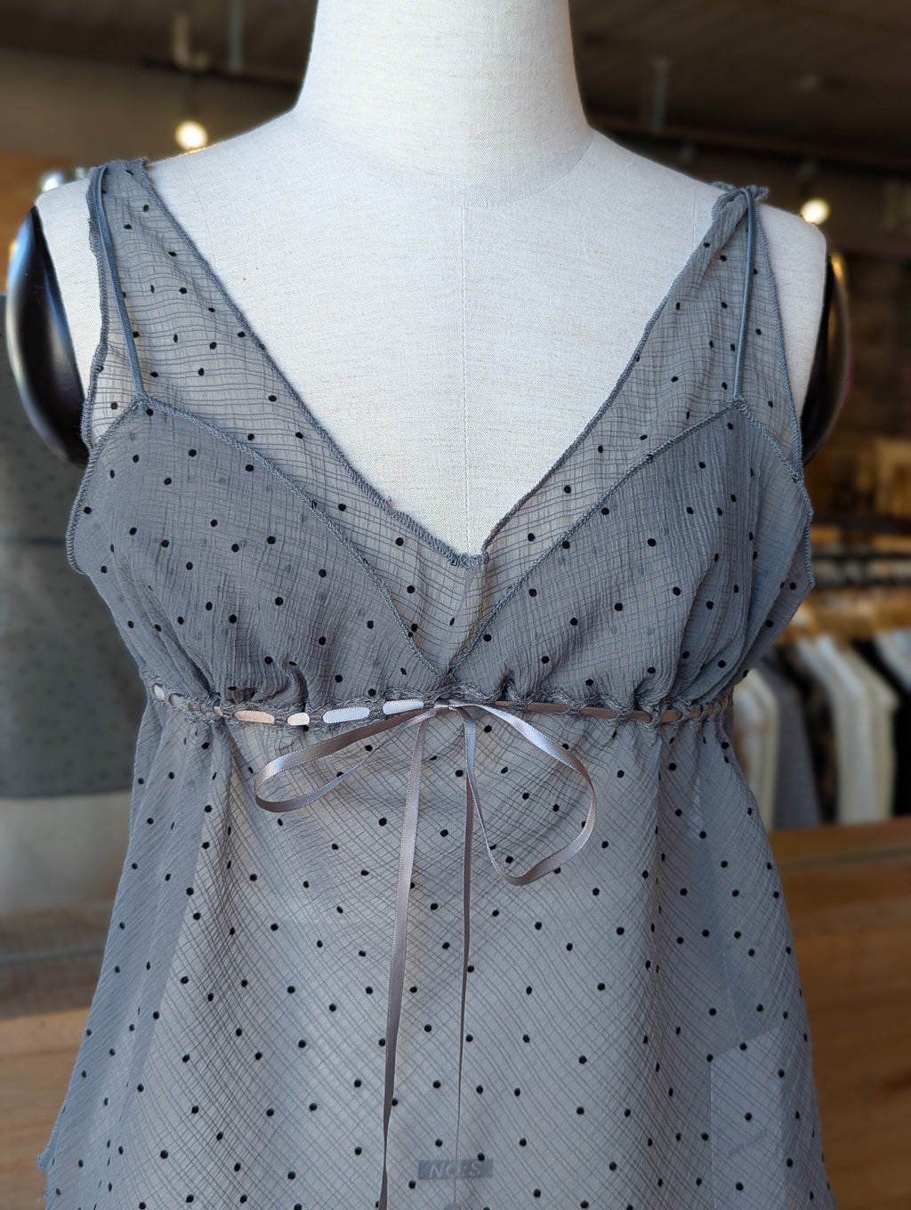 Sheer Dot Angel Tank Top
