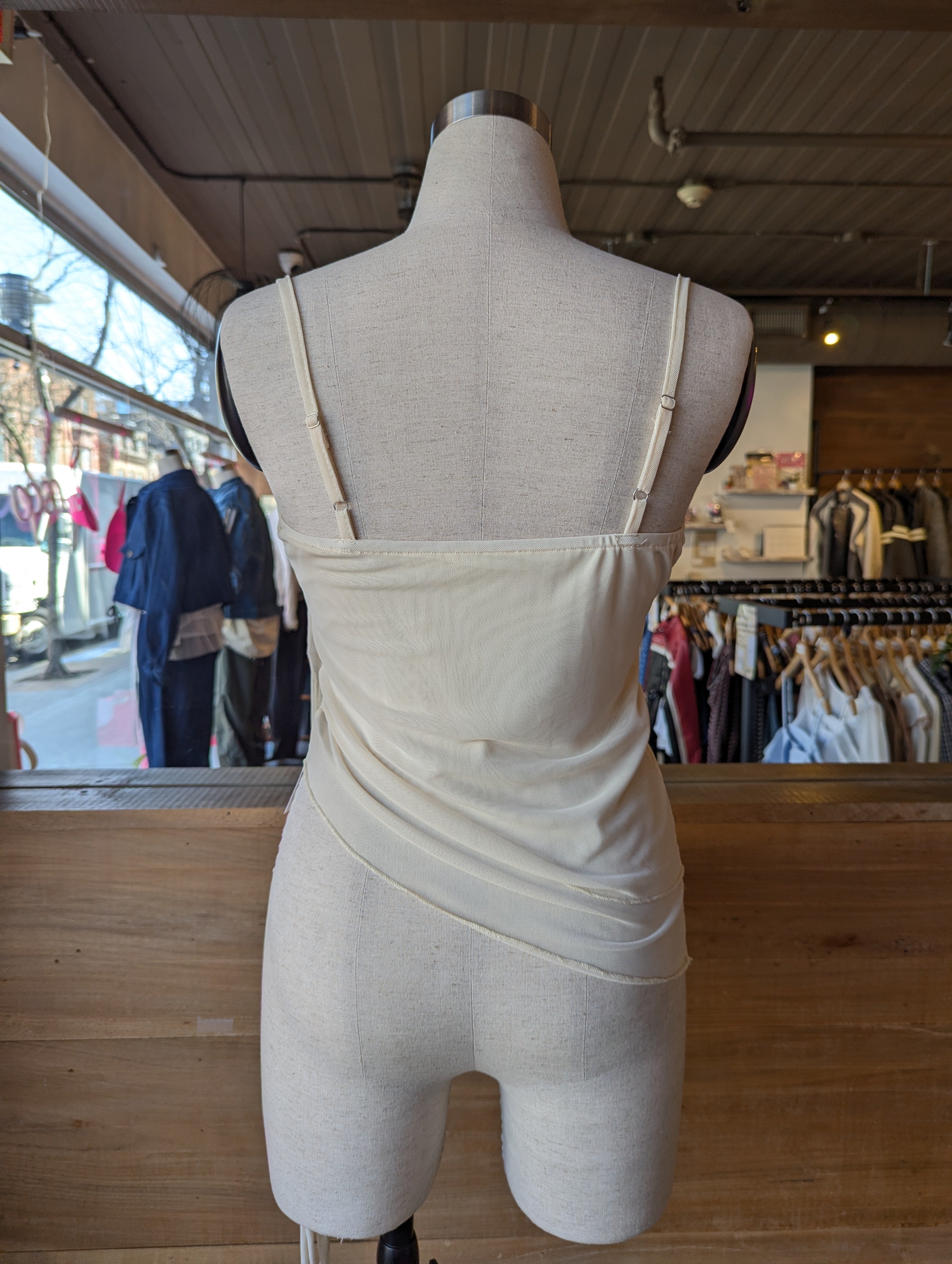 Sheer Romance pleated rose tank