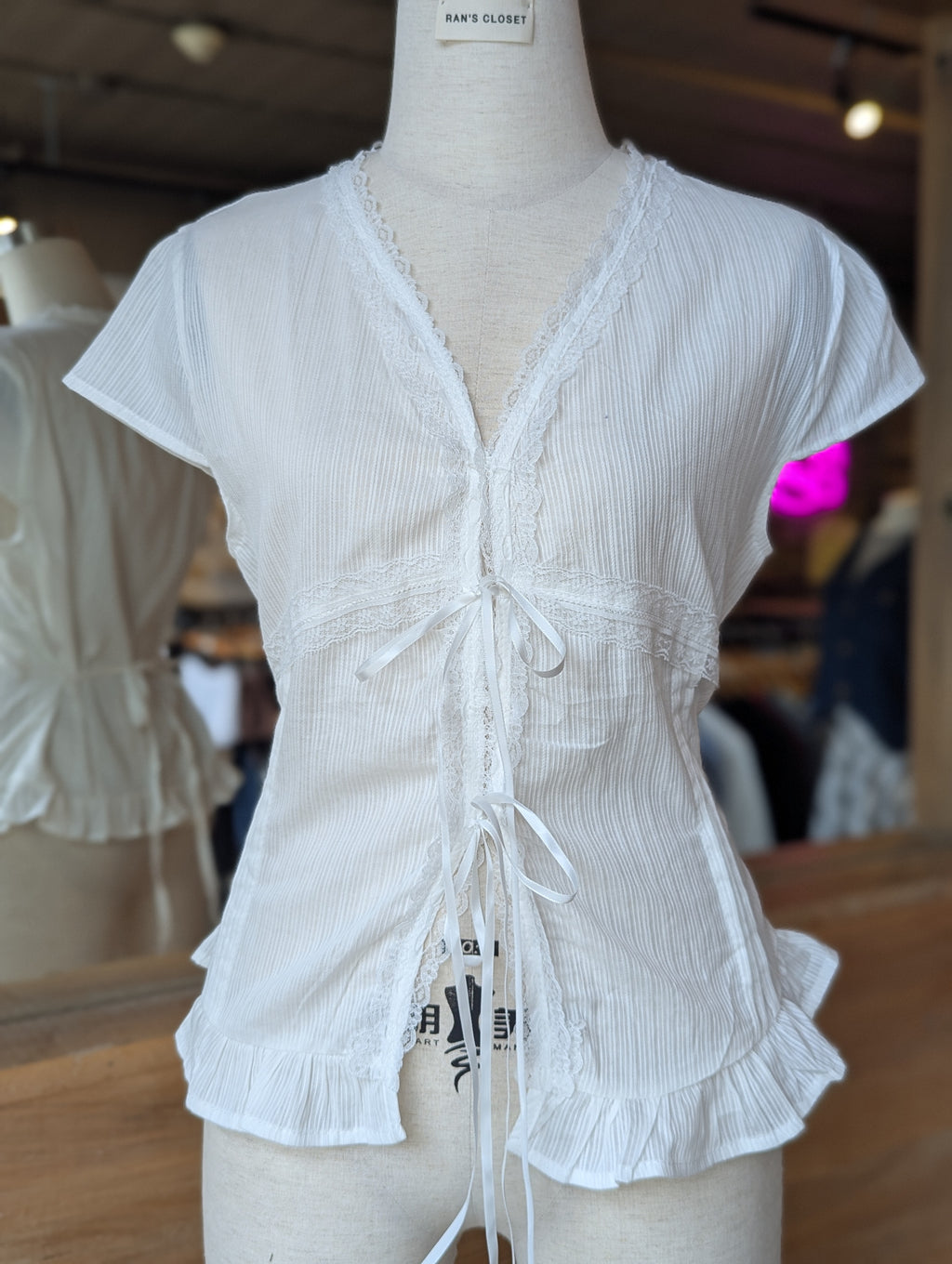 Delicate Lace Tie Blouse