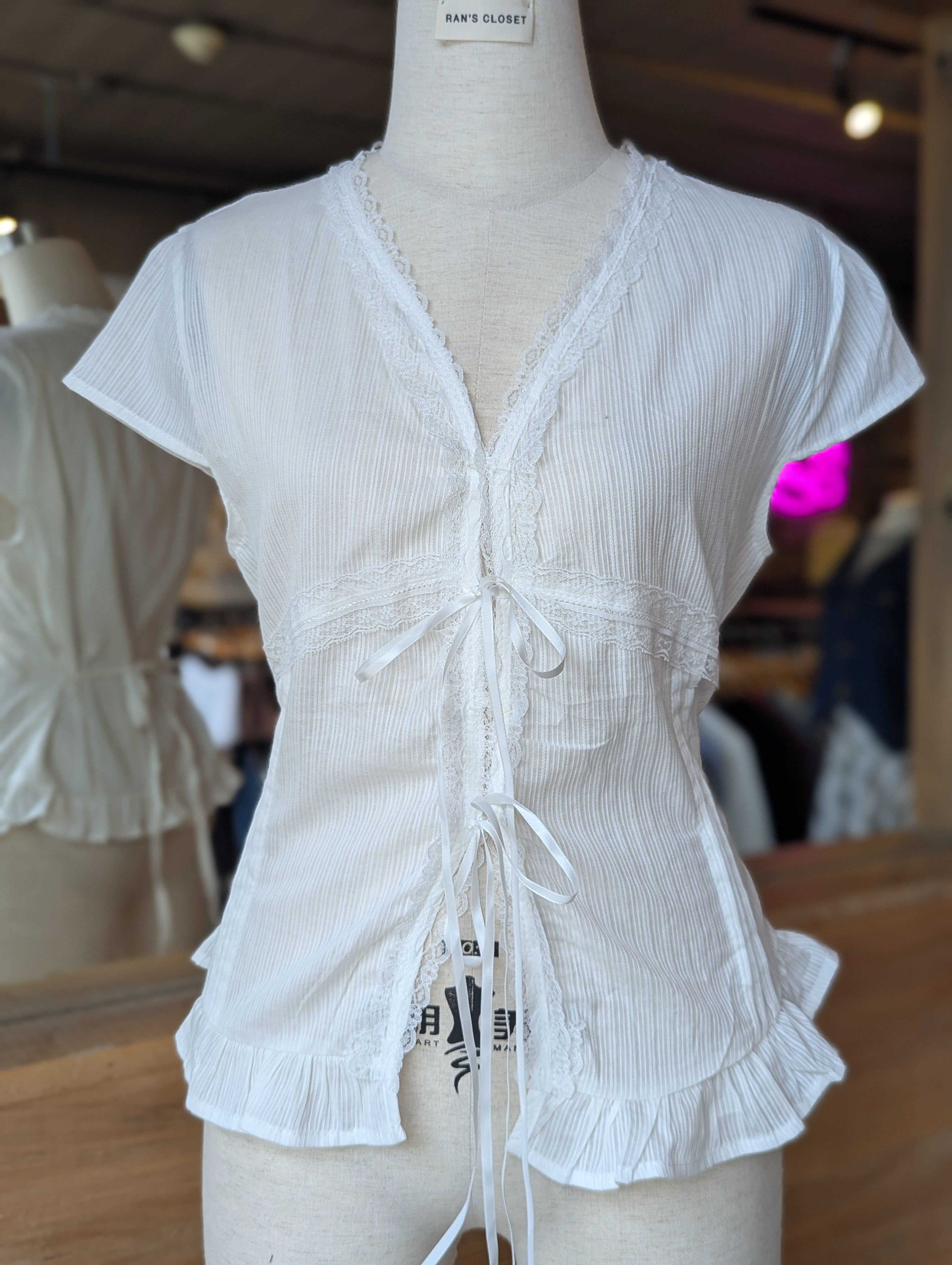 Delicate Lace Tie Blouse