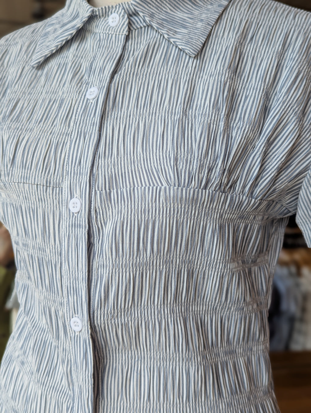 Bickford Ruched Button-Up