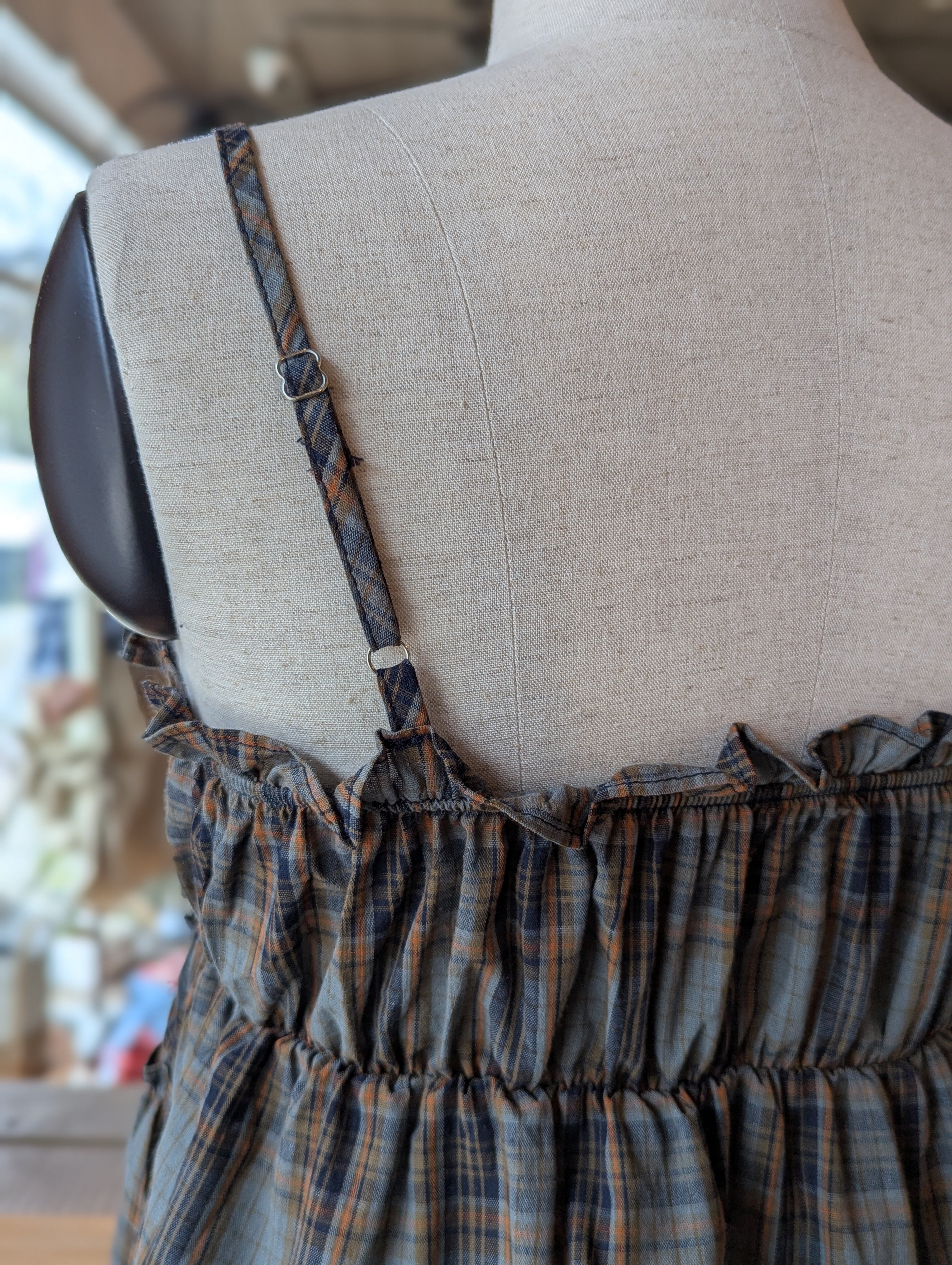 Cedar Lane Plaid Babydoll Top