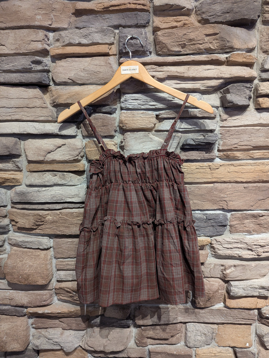 Cedar Lane Plaid Babydoll Top
